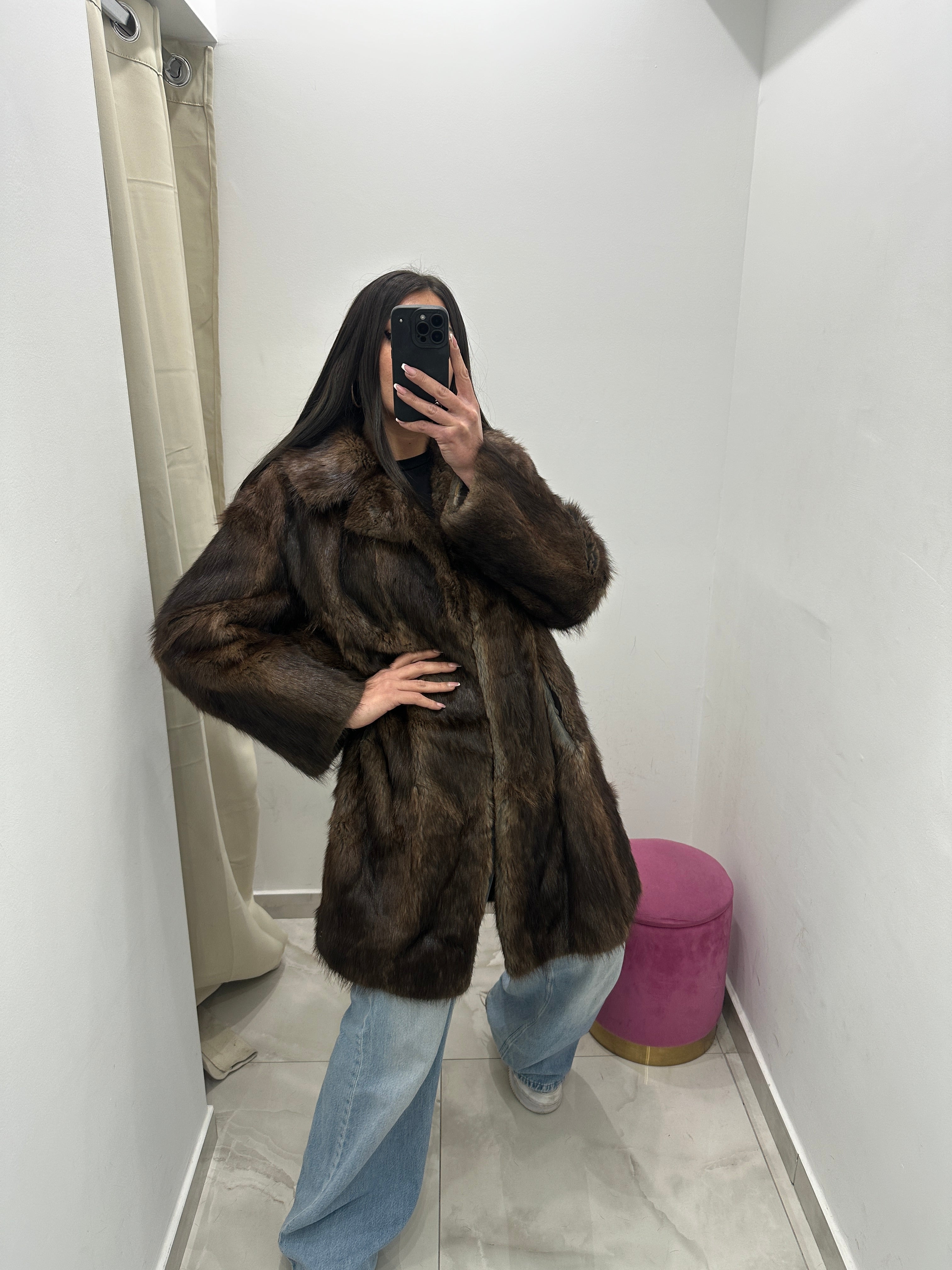 Pelliccia vera vintage marrone