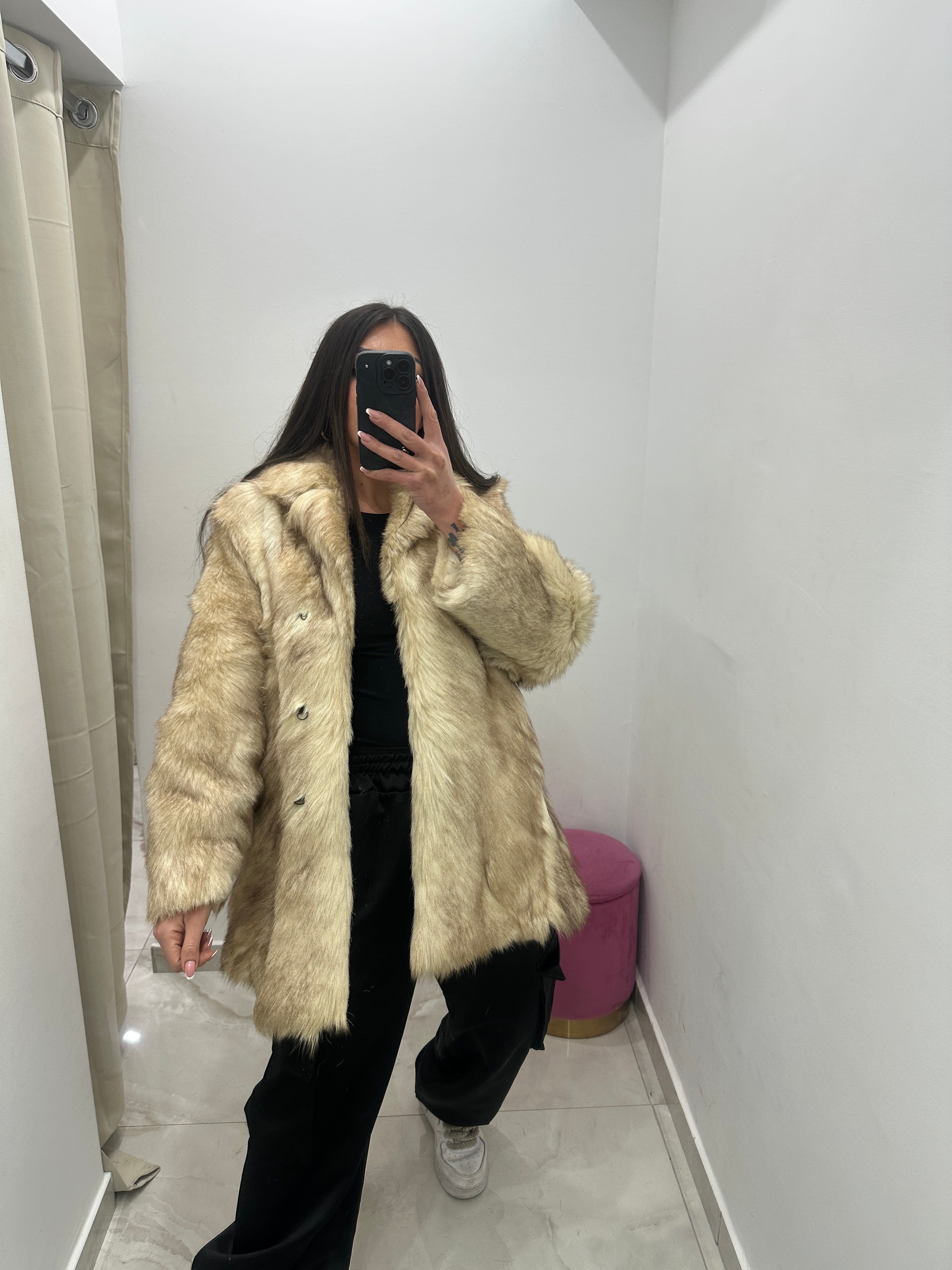 Pelliccia vera vintage panna