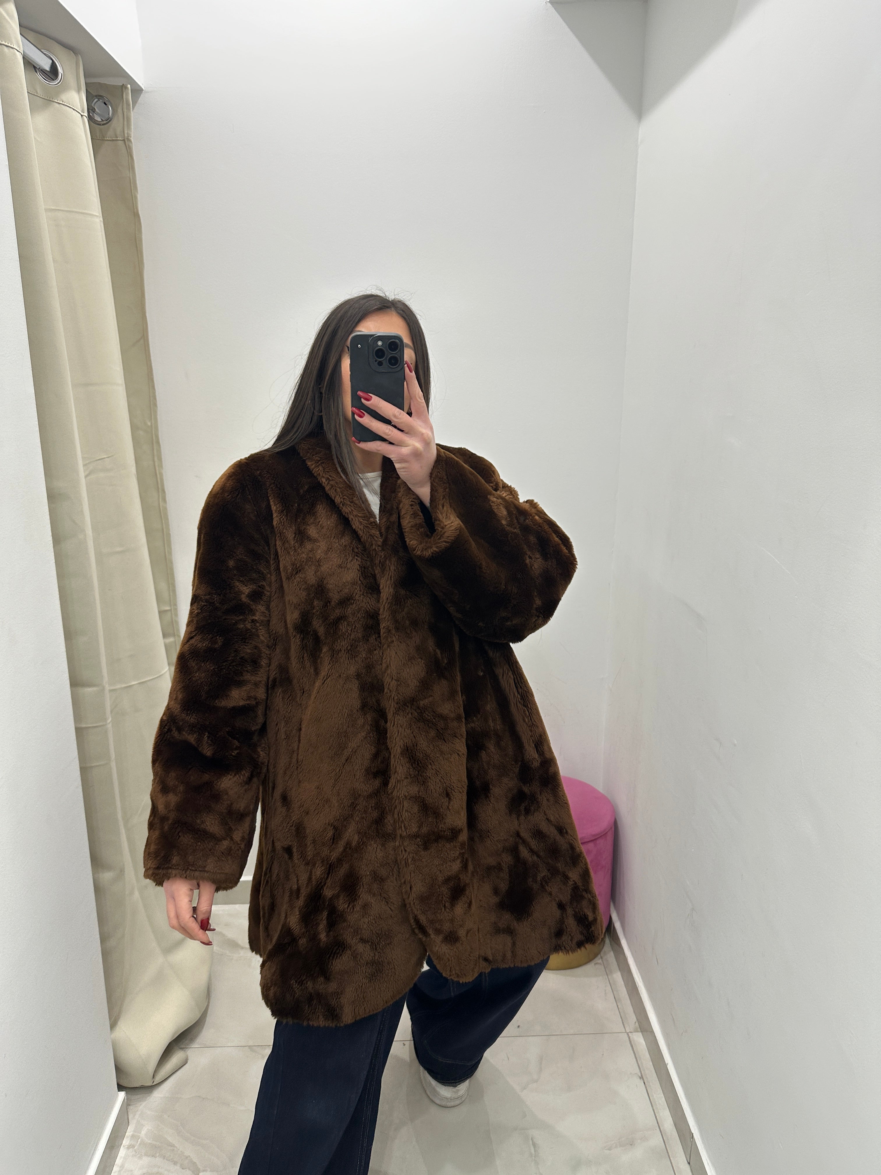 Pelliccia ecologica vintage marrone