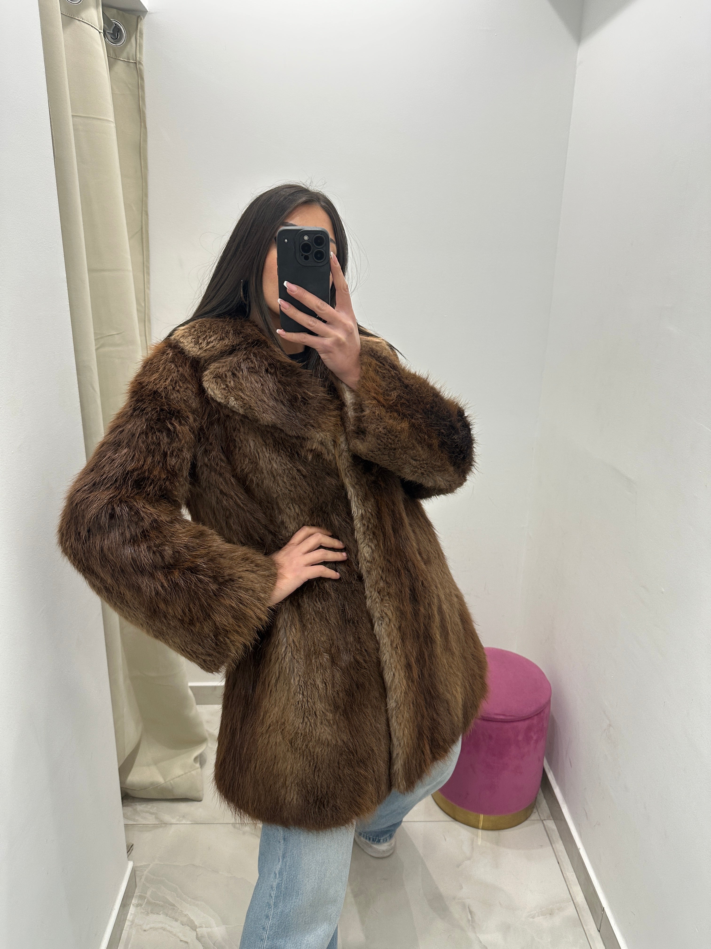 Pelliccia vera vintage marrone