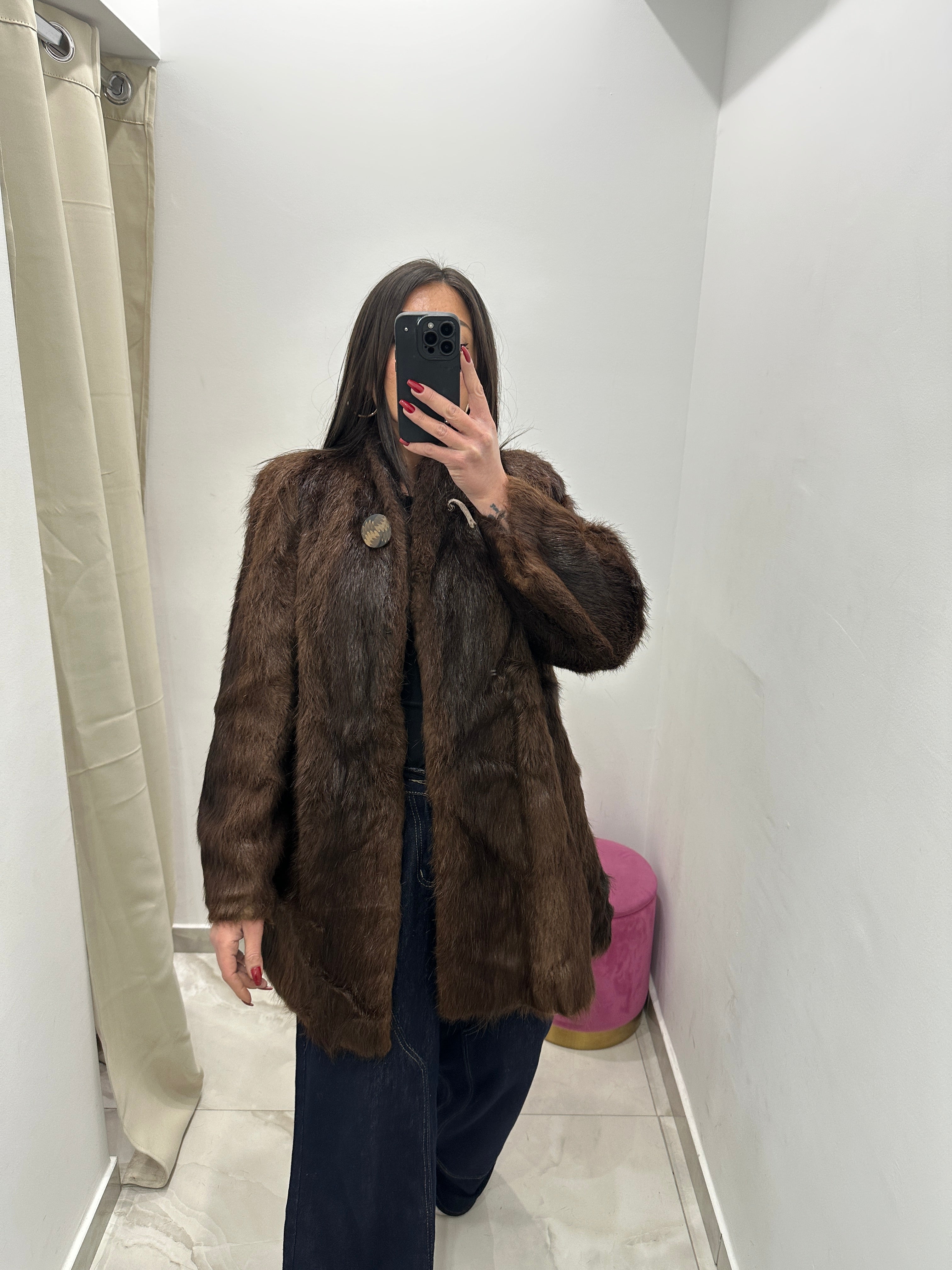 Pelliccia vera vintage marrone