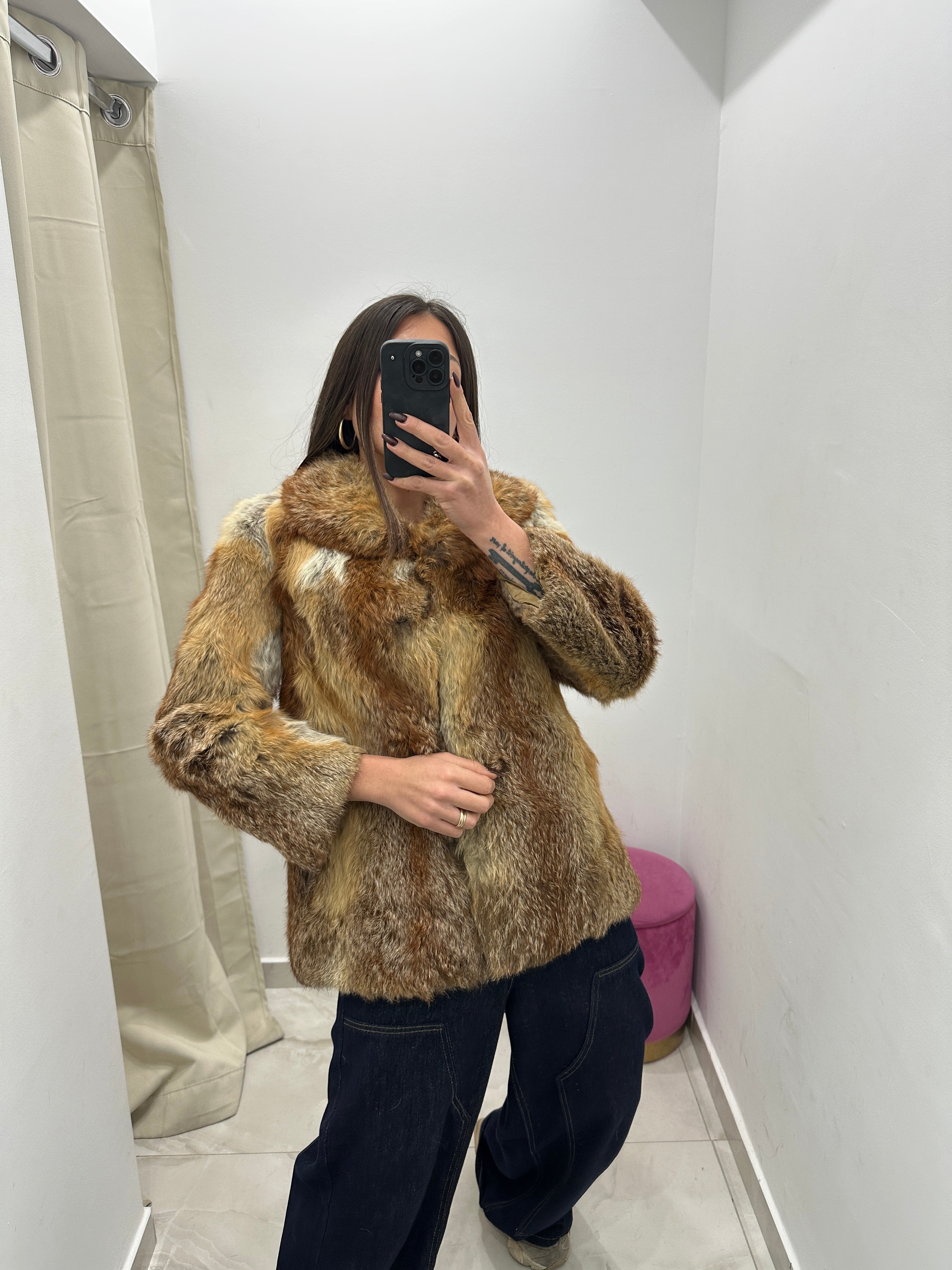 Pelliccia vera vintage miele sfumata