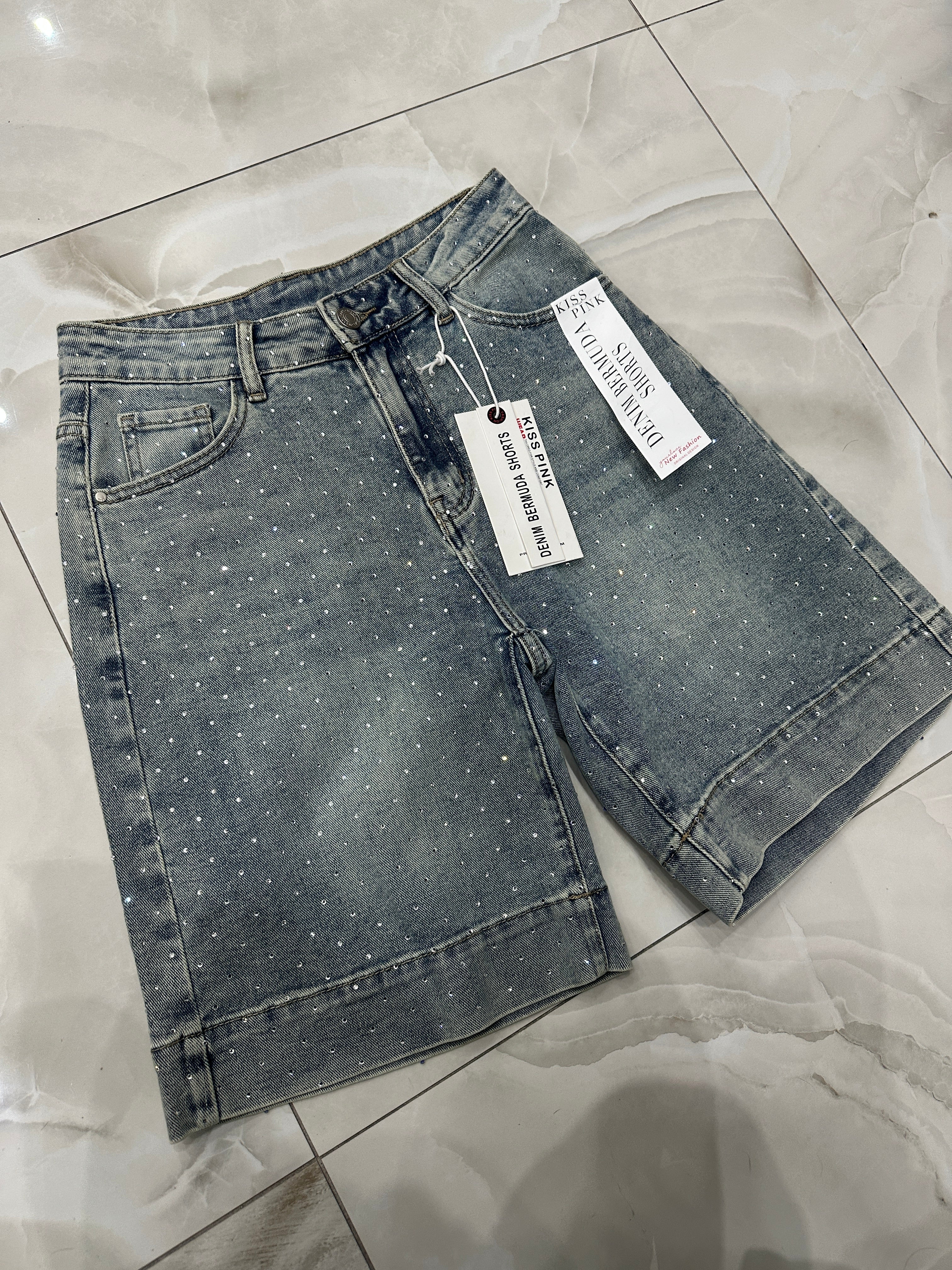 Bermuda jeans Swarovski