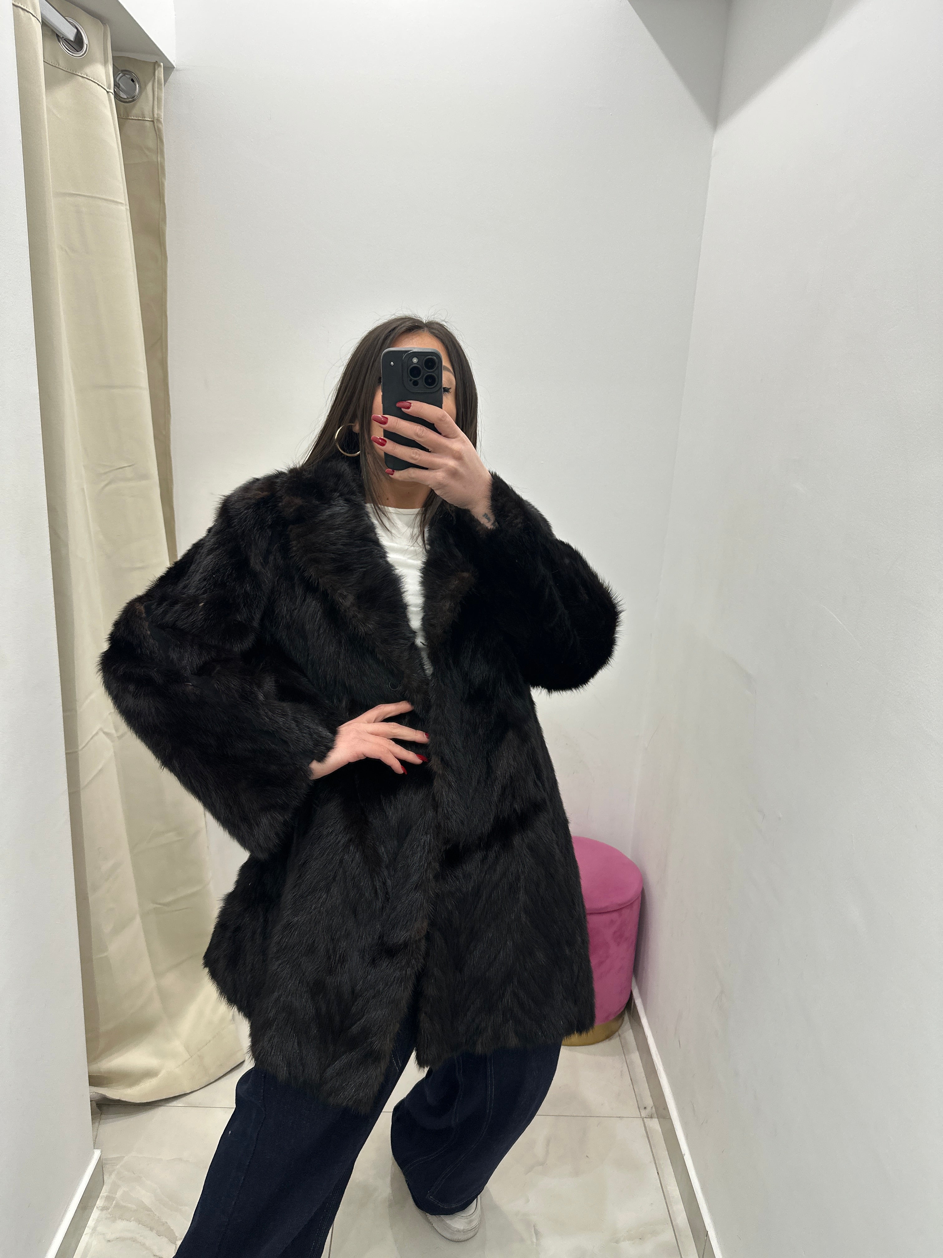 Pelliccia vera vintage marrone scuro