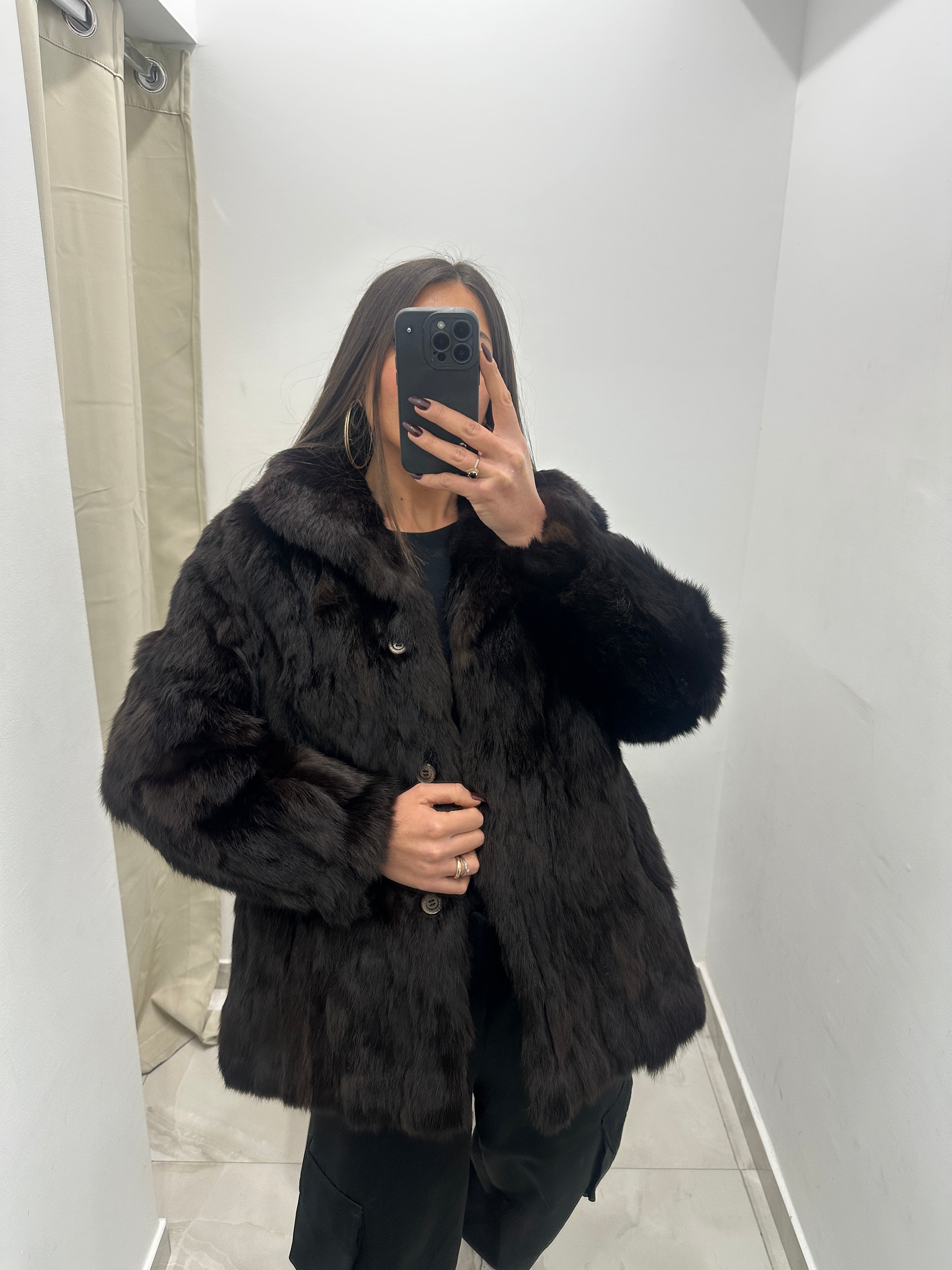 Pelliccia vera vintage marrone scuro