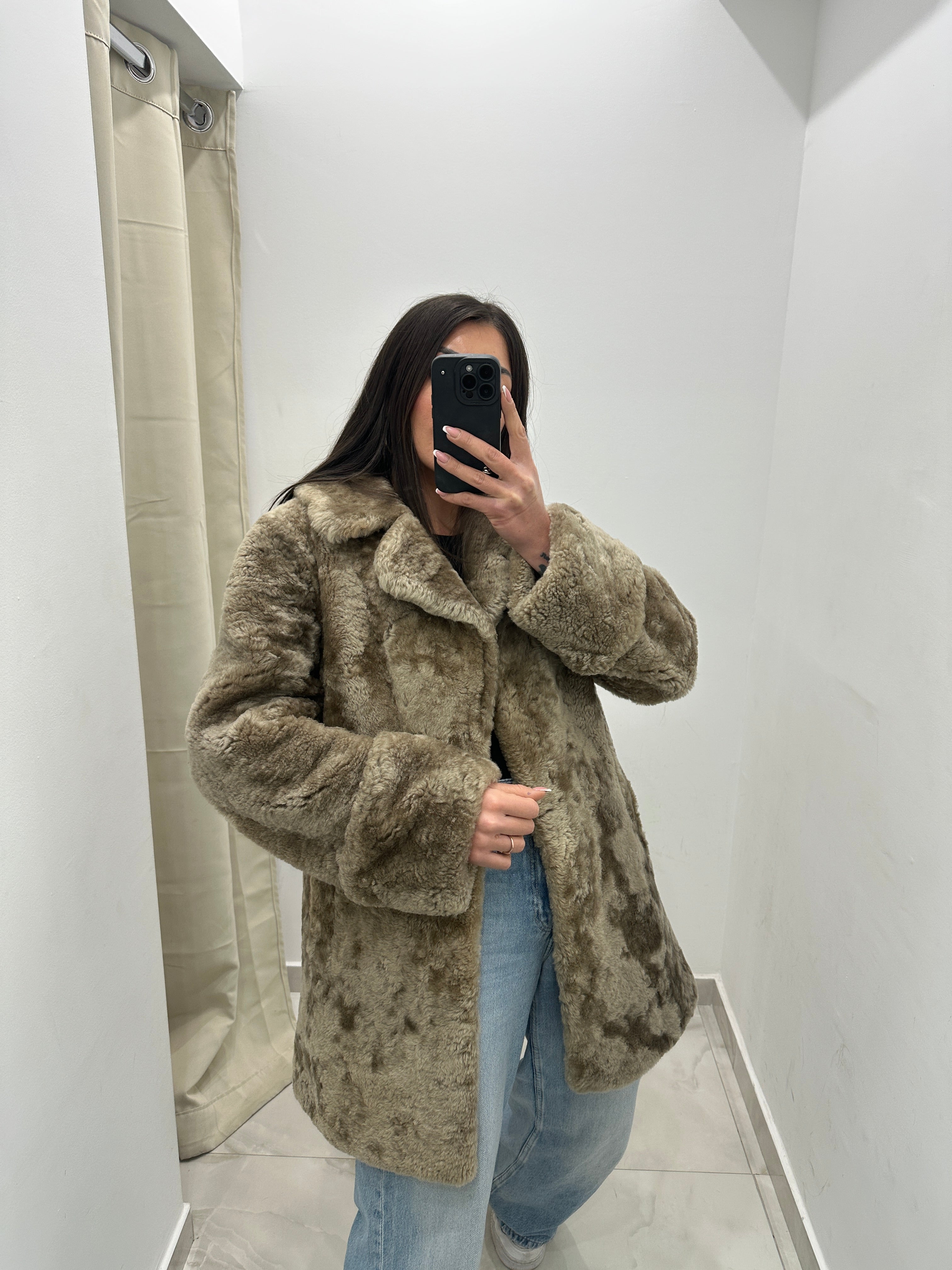 Pelliccia vera vintage fango gold