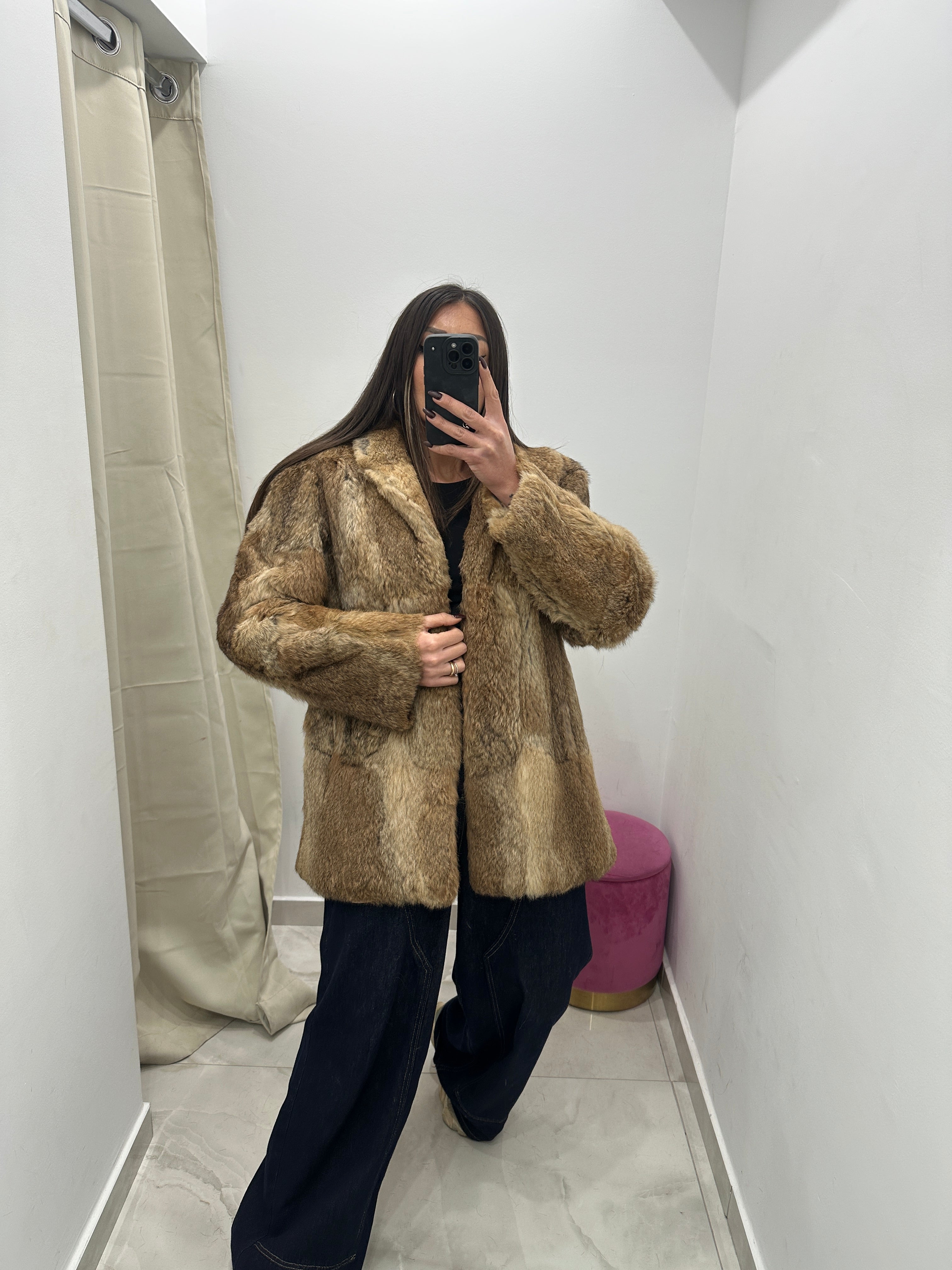 Pelliccia vera vintage miele