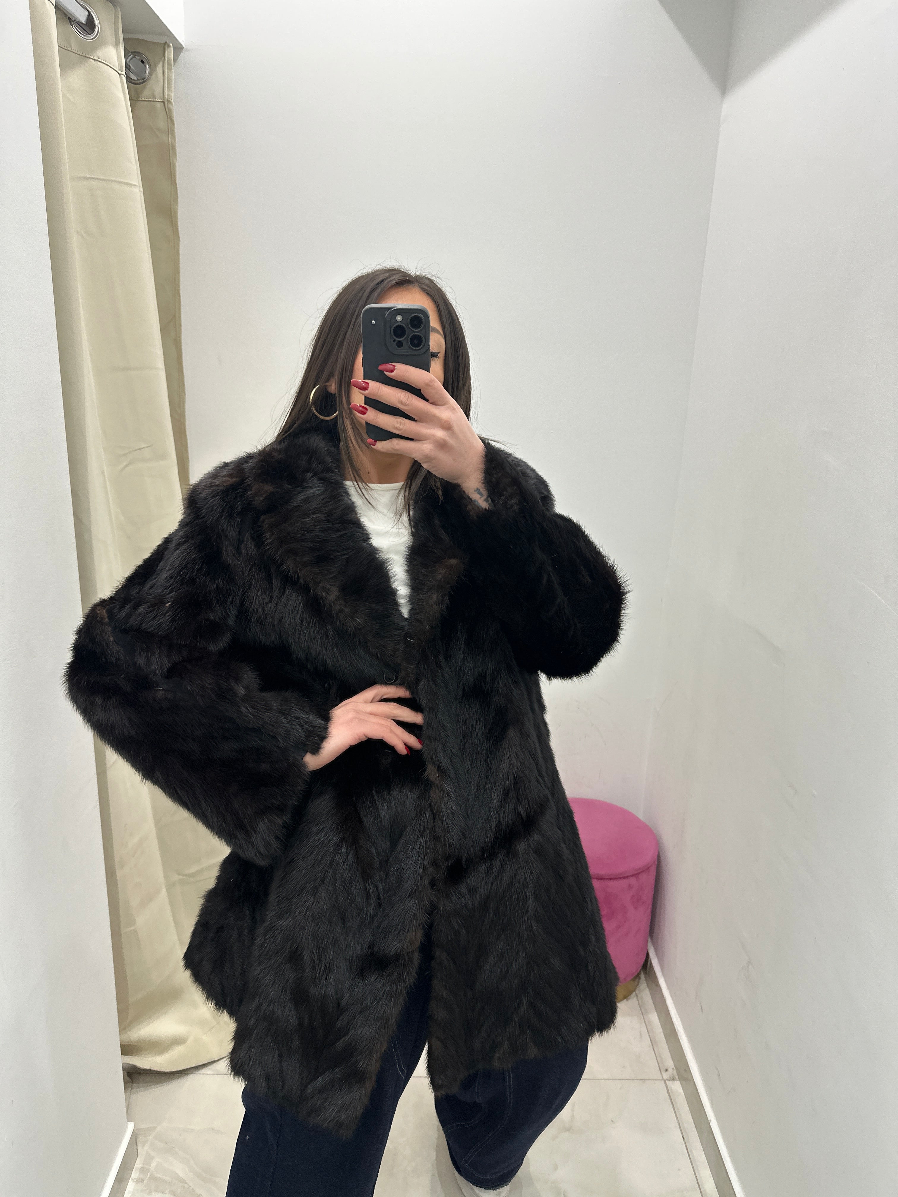 Pelliccia vera vintage marrone scuro