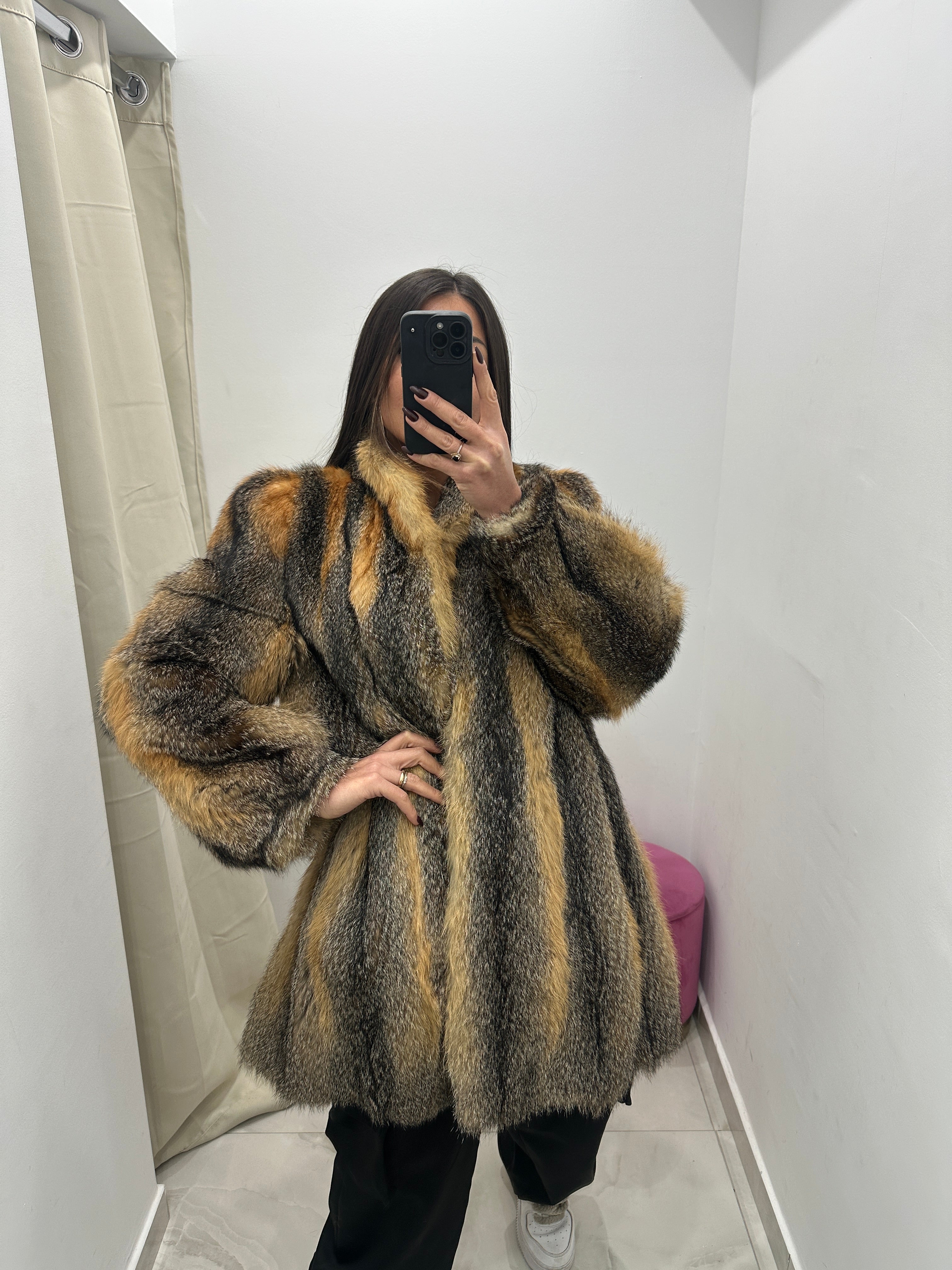 Pelliccia vera vintage bicolor