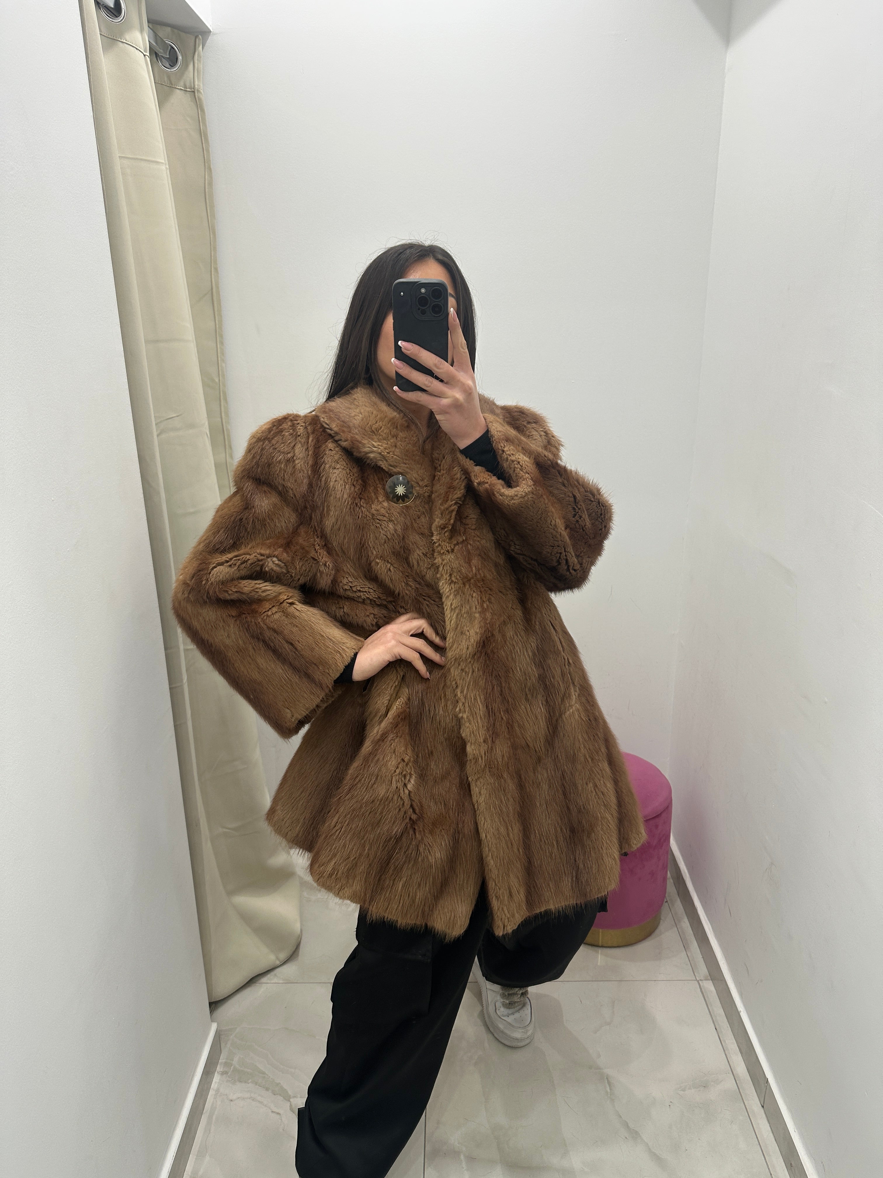 Pelliccia vera vintage miele