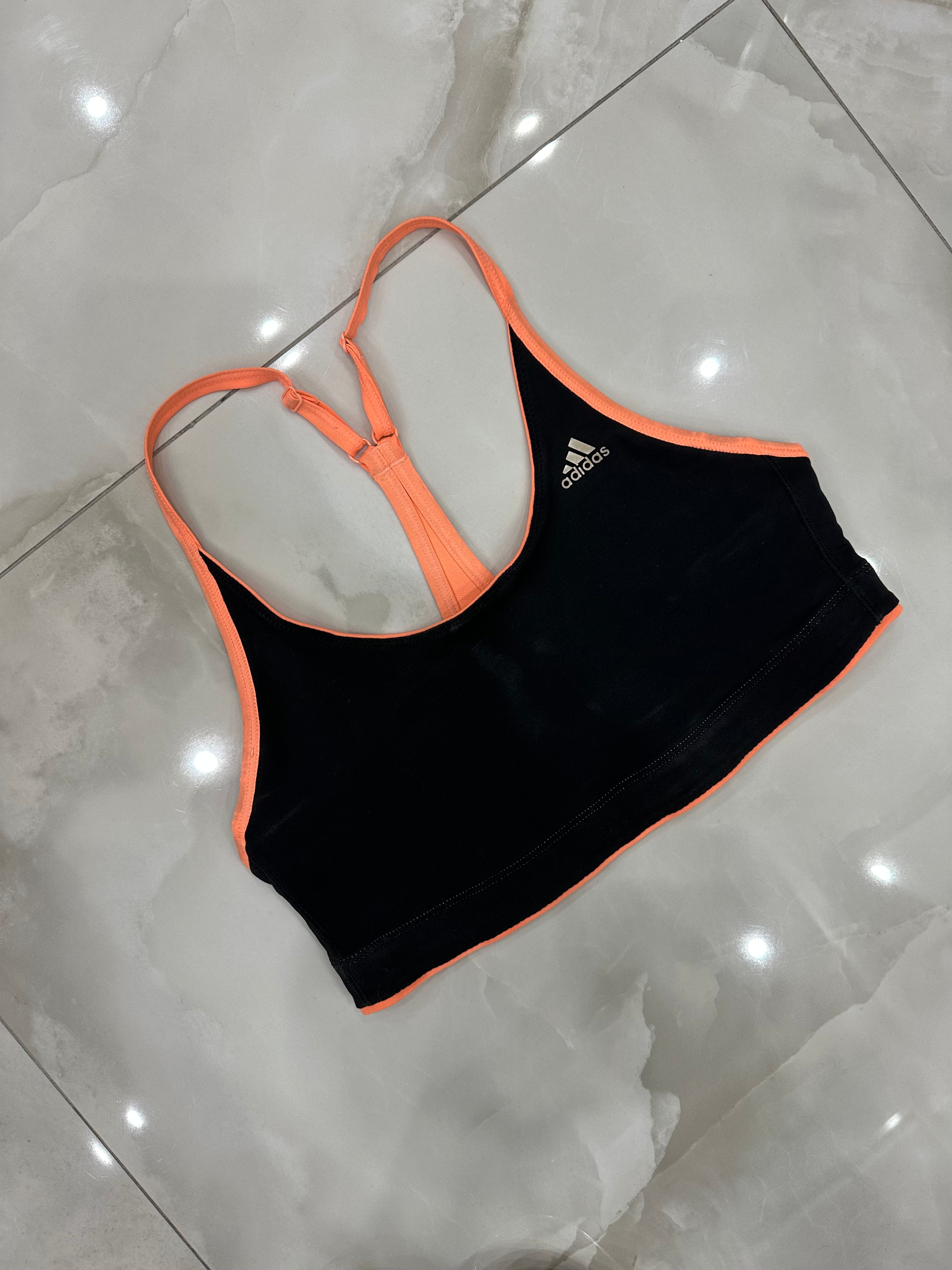 Top vintage arancio fluo e nero