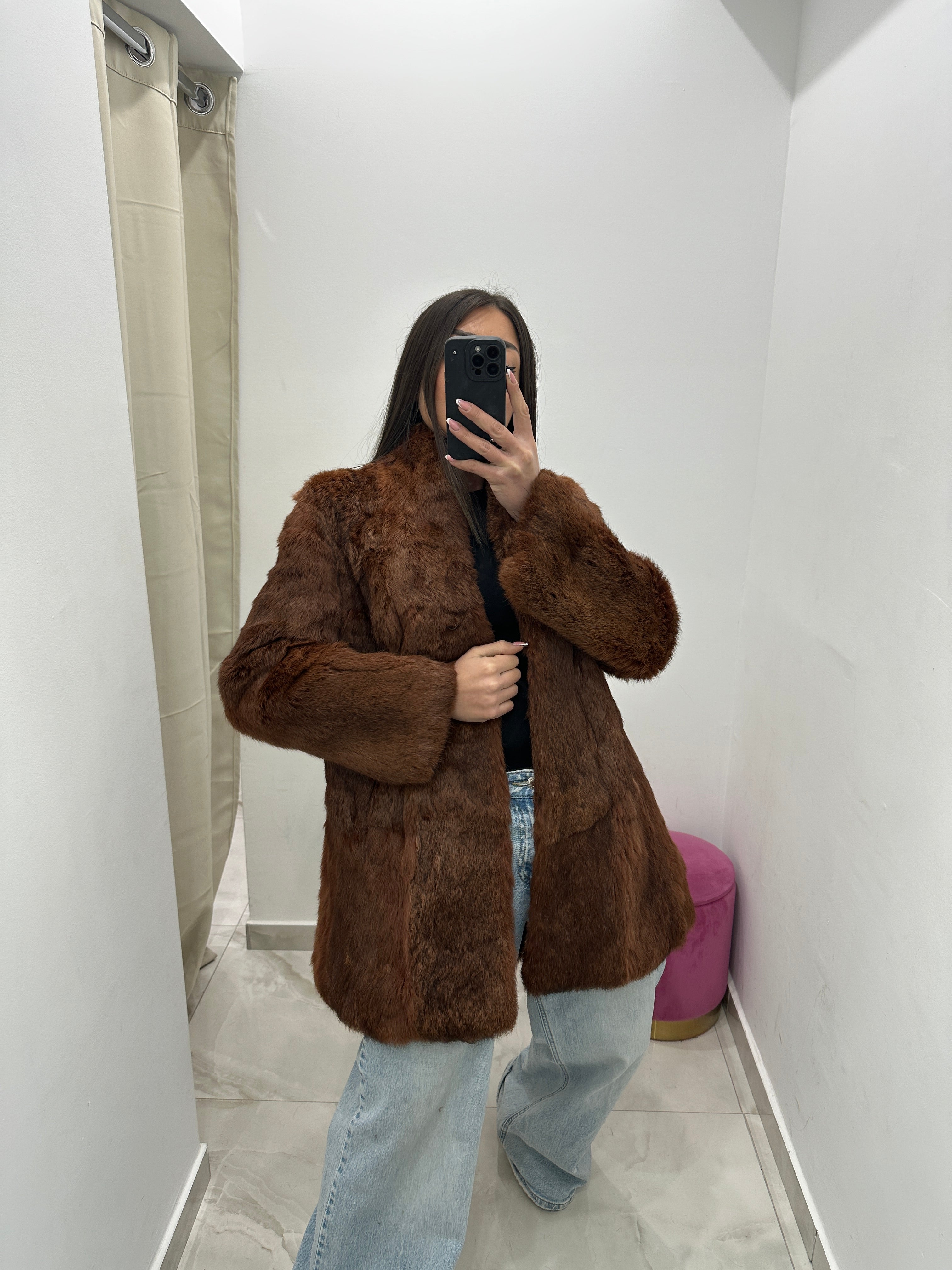 Pelliccia vera vintage mielato rosso