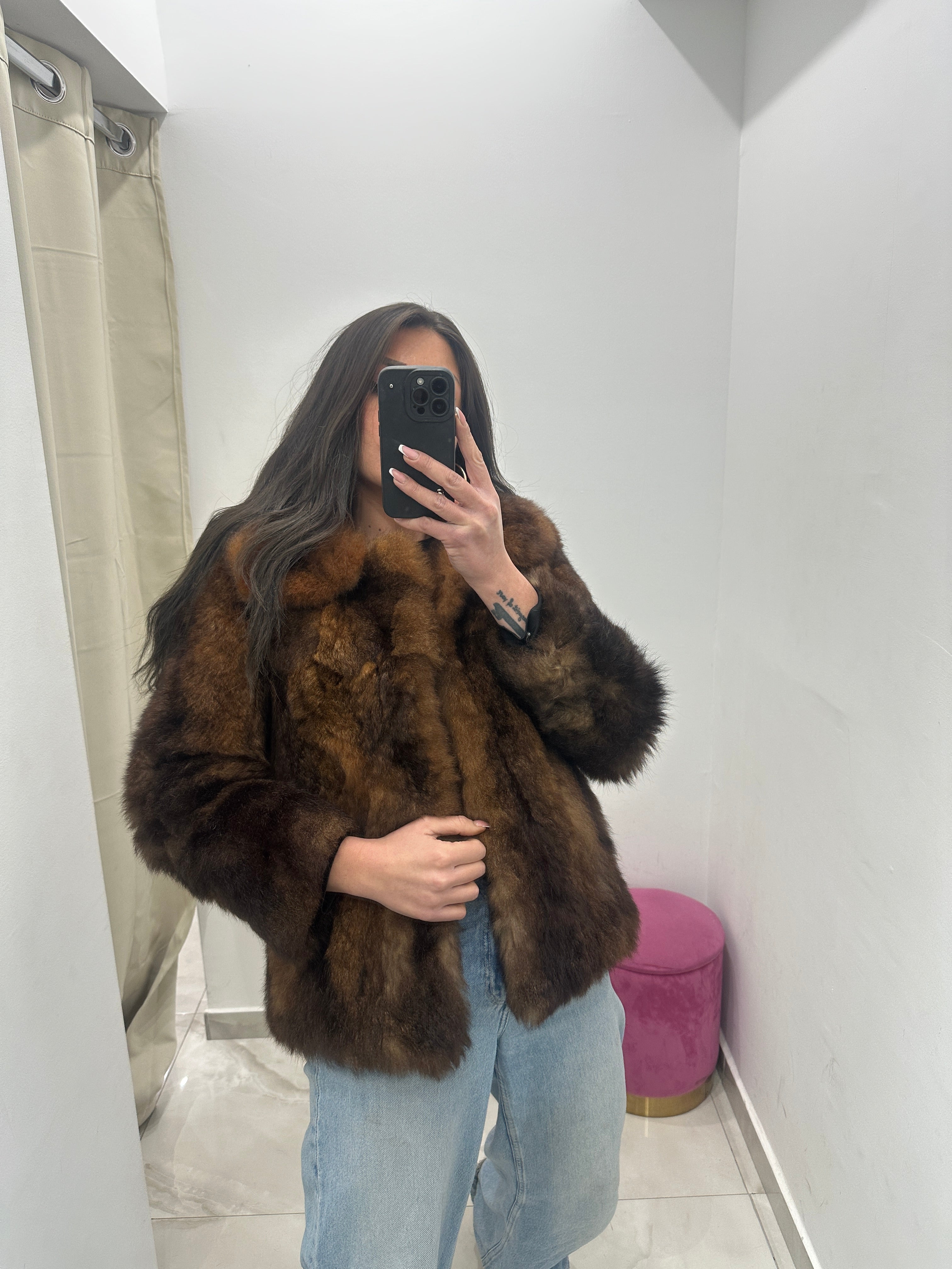 Pelliccia vera vintage bicolor