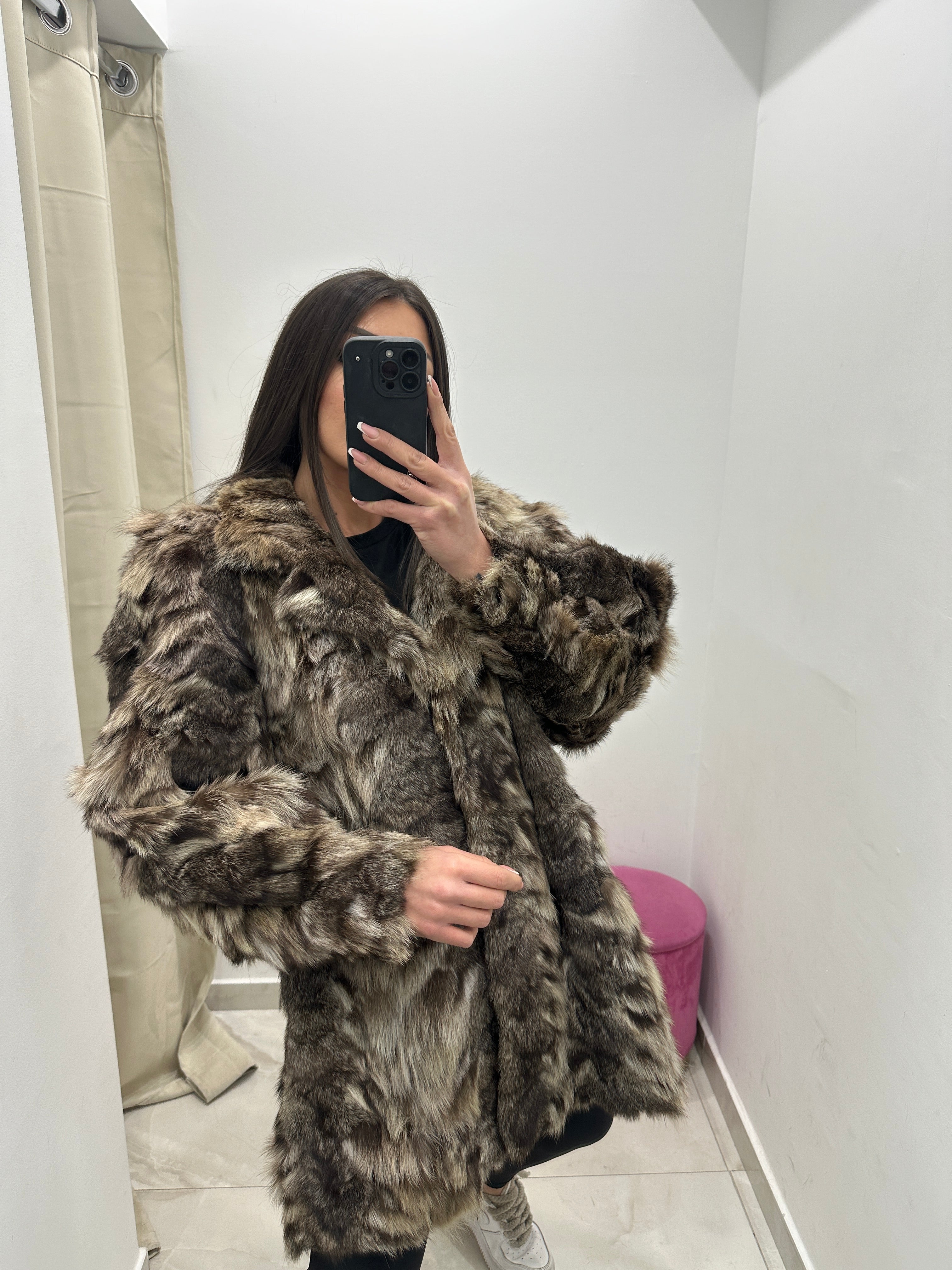 Pelliccia vera vintage bicolor