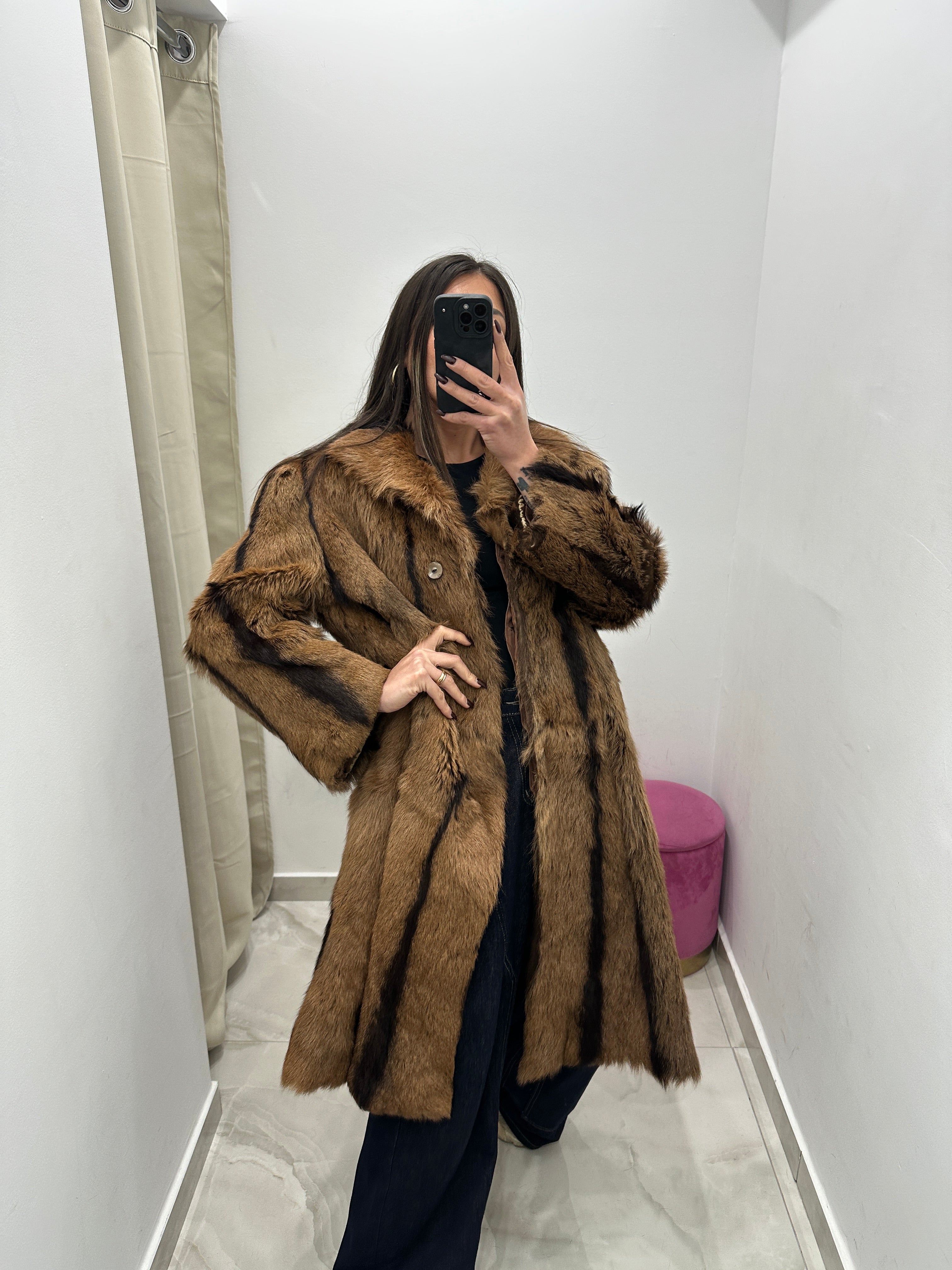 Pelliccia vera vintage miele