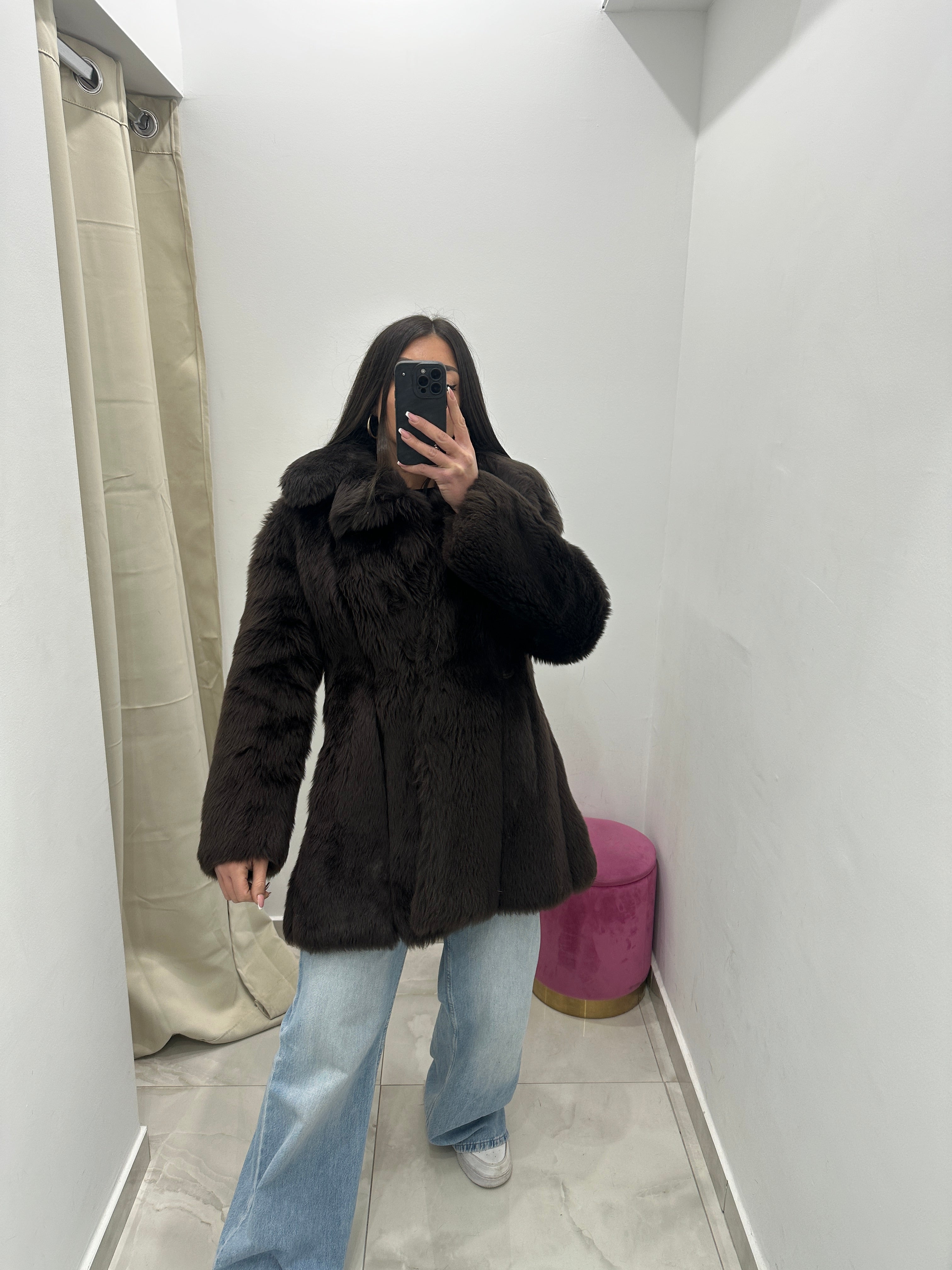 Pelliccia vera vintage marrone scuro