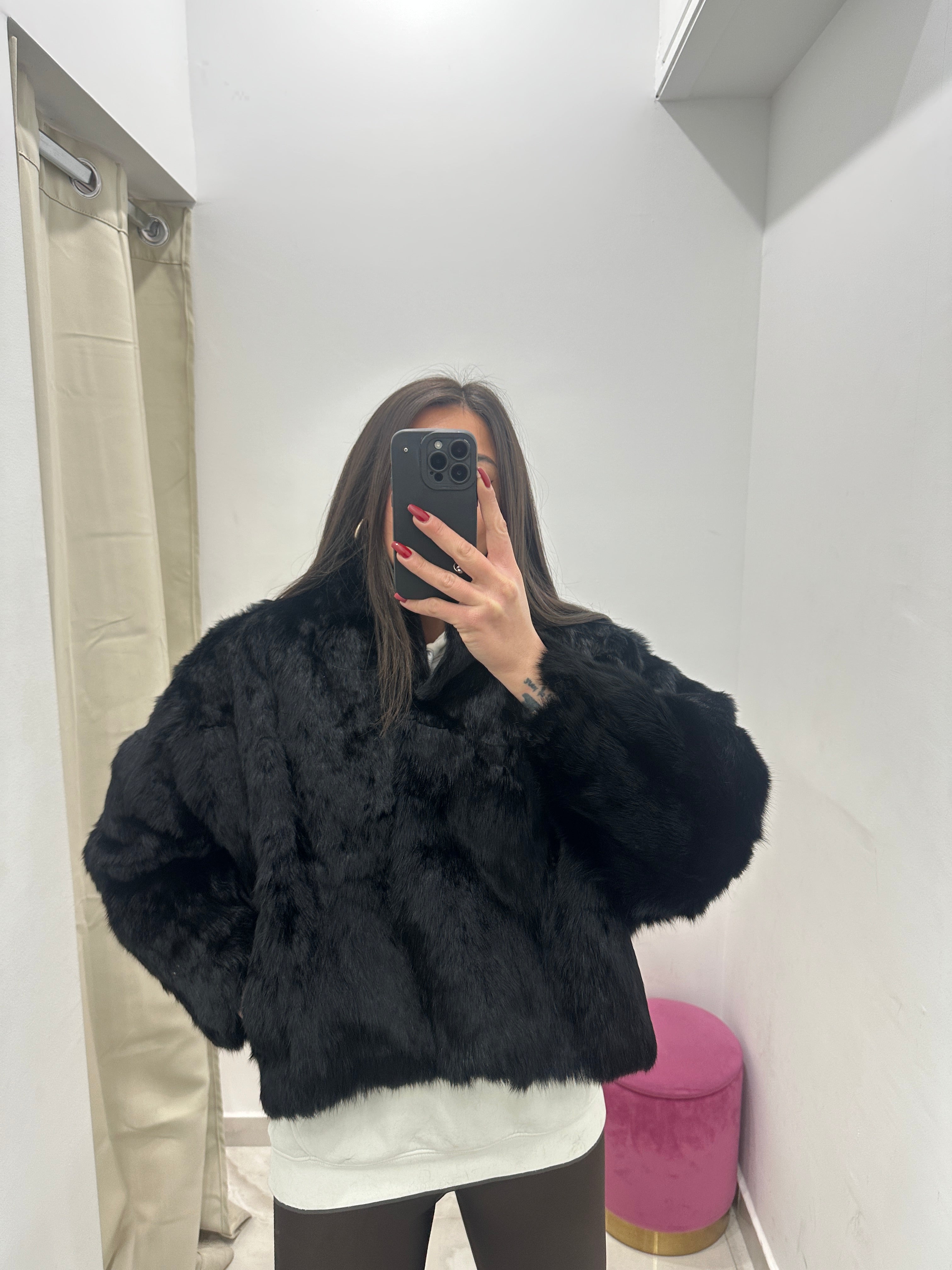 Pelliccia vera vintage nera