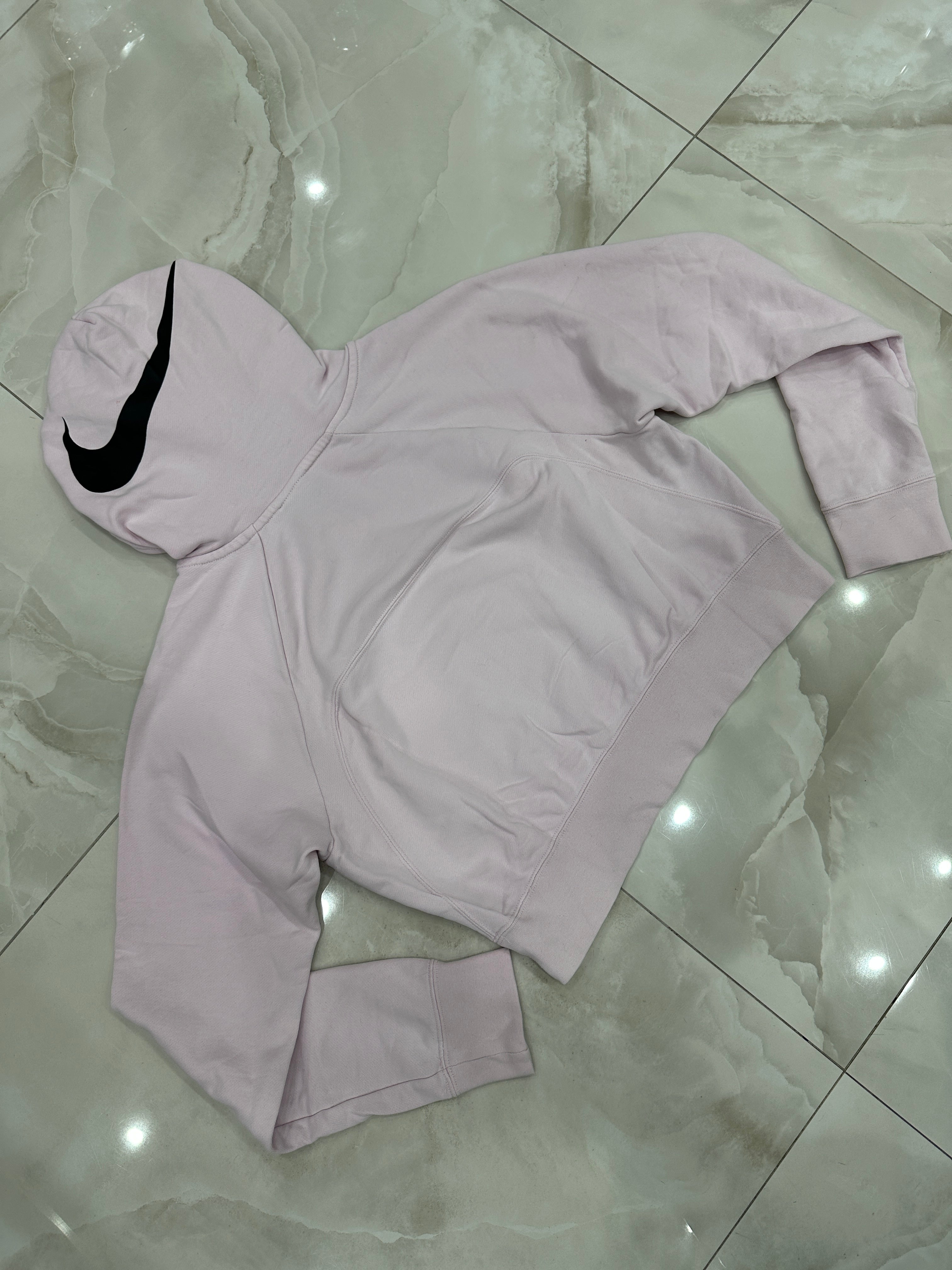Felpa vintage rosa crop con cappuccio