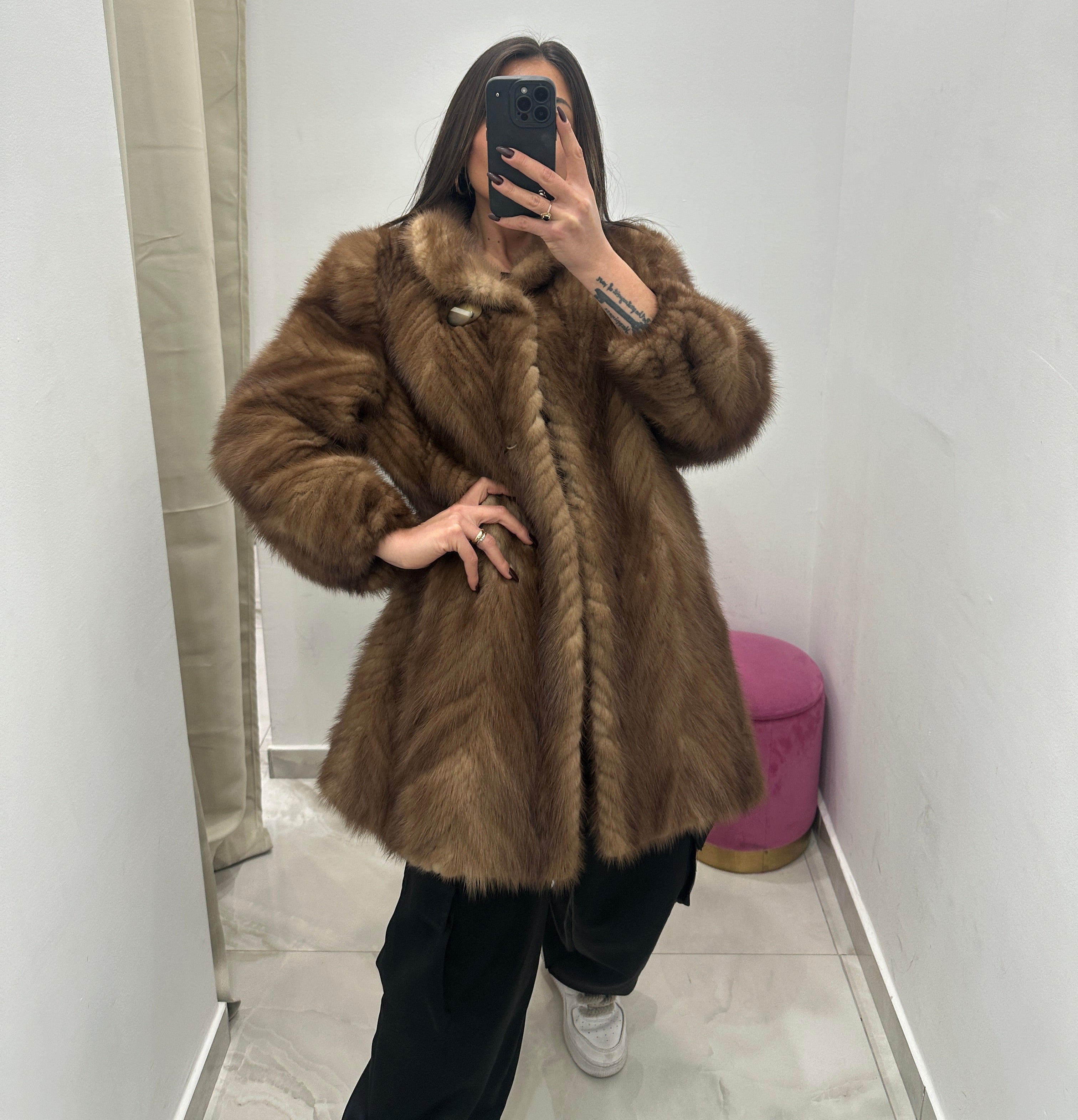 Pelliccia vera vintage miele