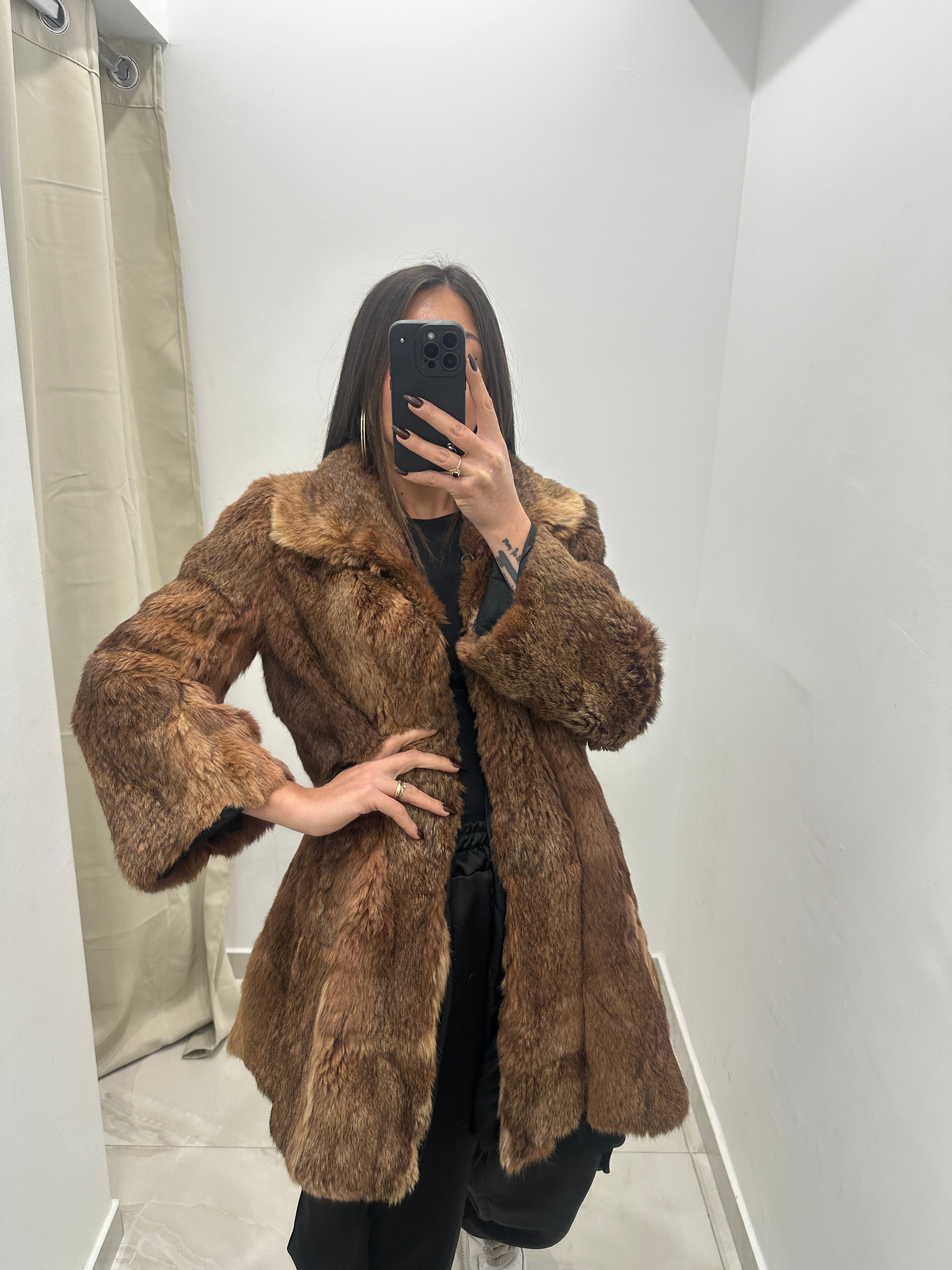 Pelliccia vera vintage miele scuro