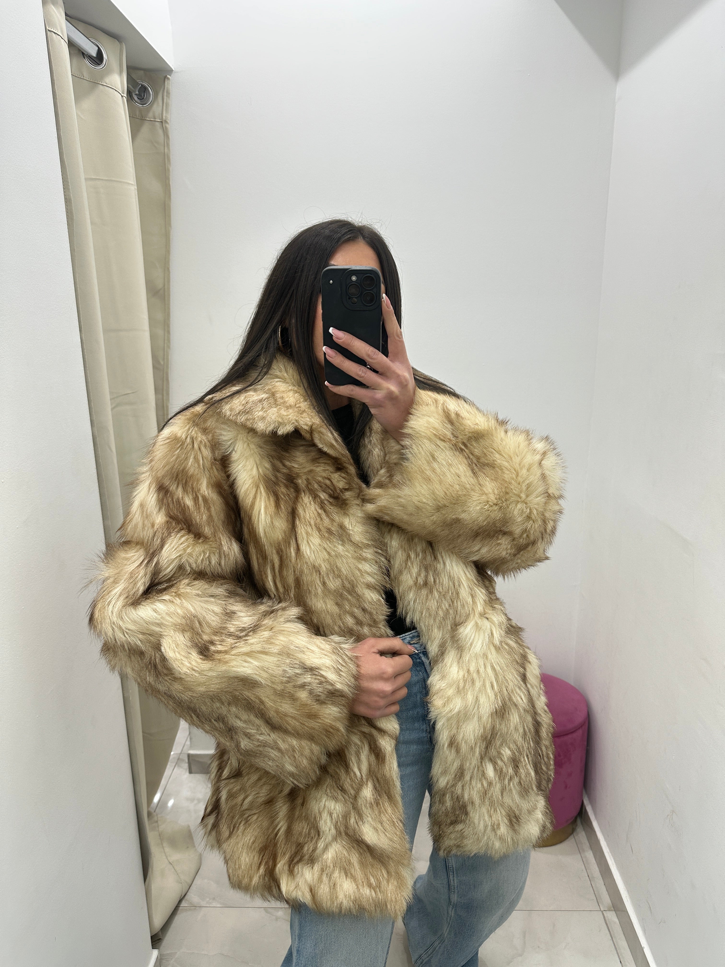 Pelliccia vera vintage panna