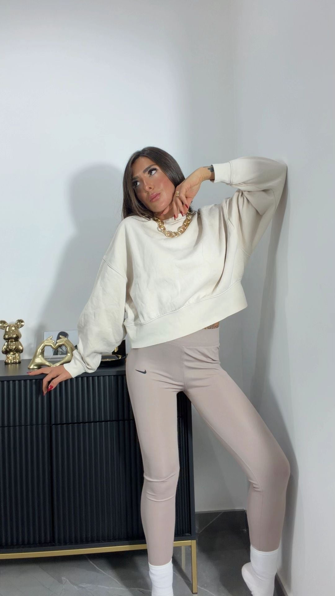 Leggins vintage sportivo malva