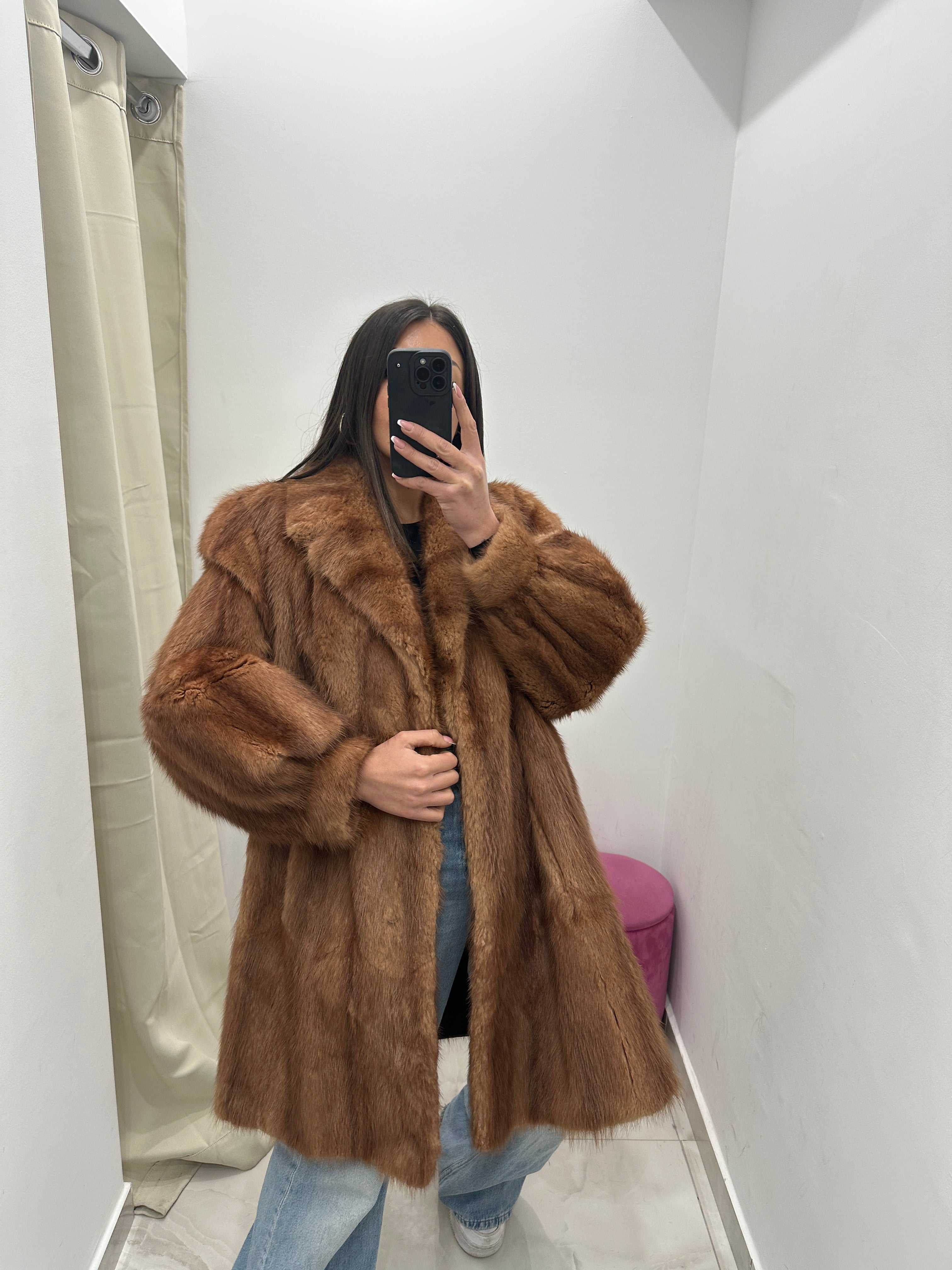 Pelliccia vera vintage miele