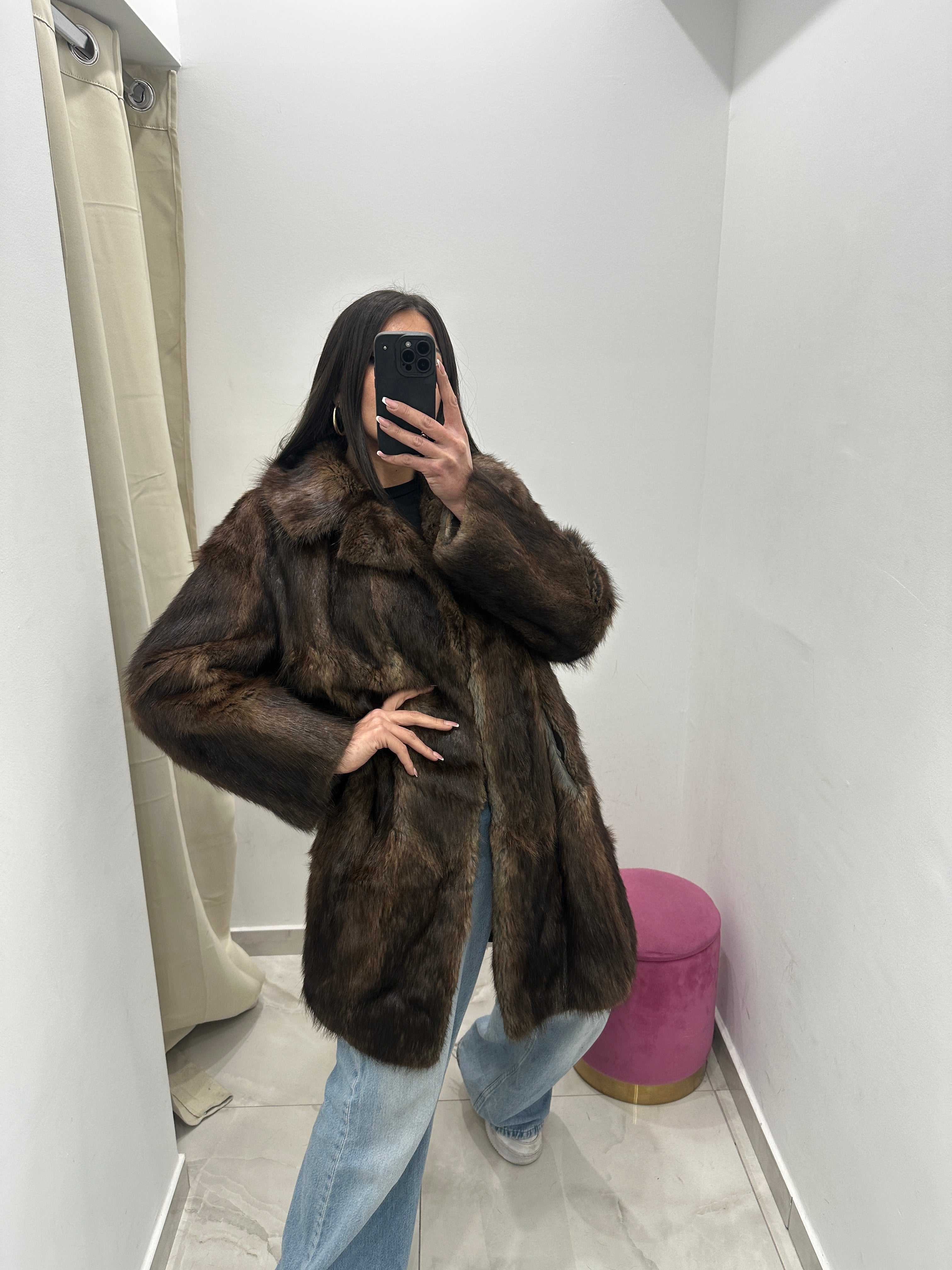 Pelliccia vera vintage marrone