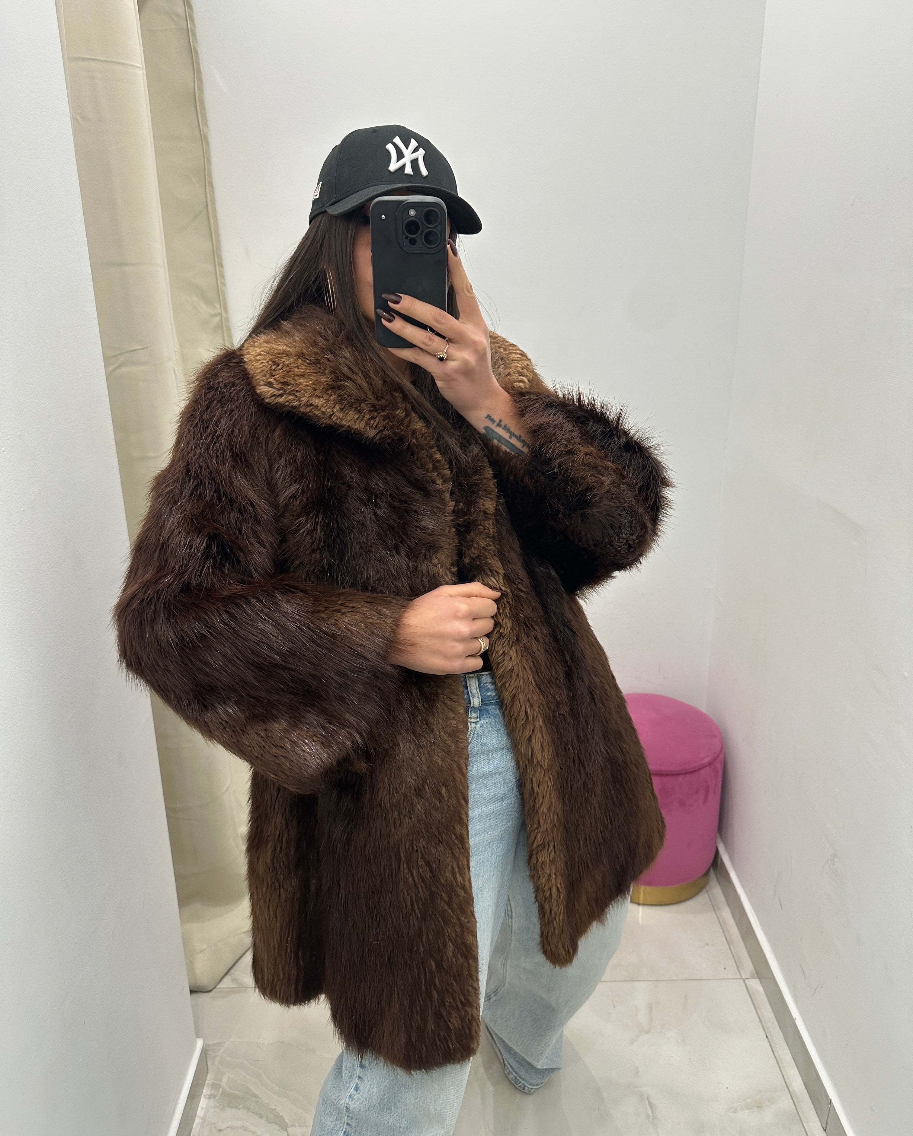 Pelliccia vera vintage marrone