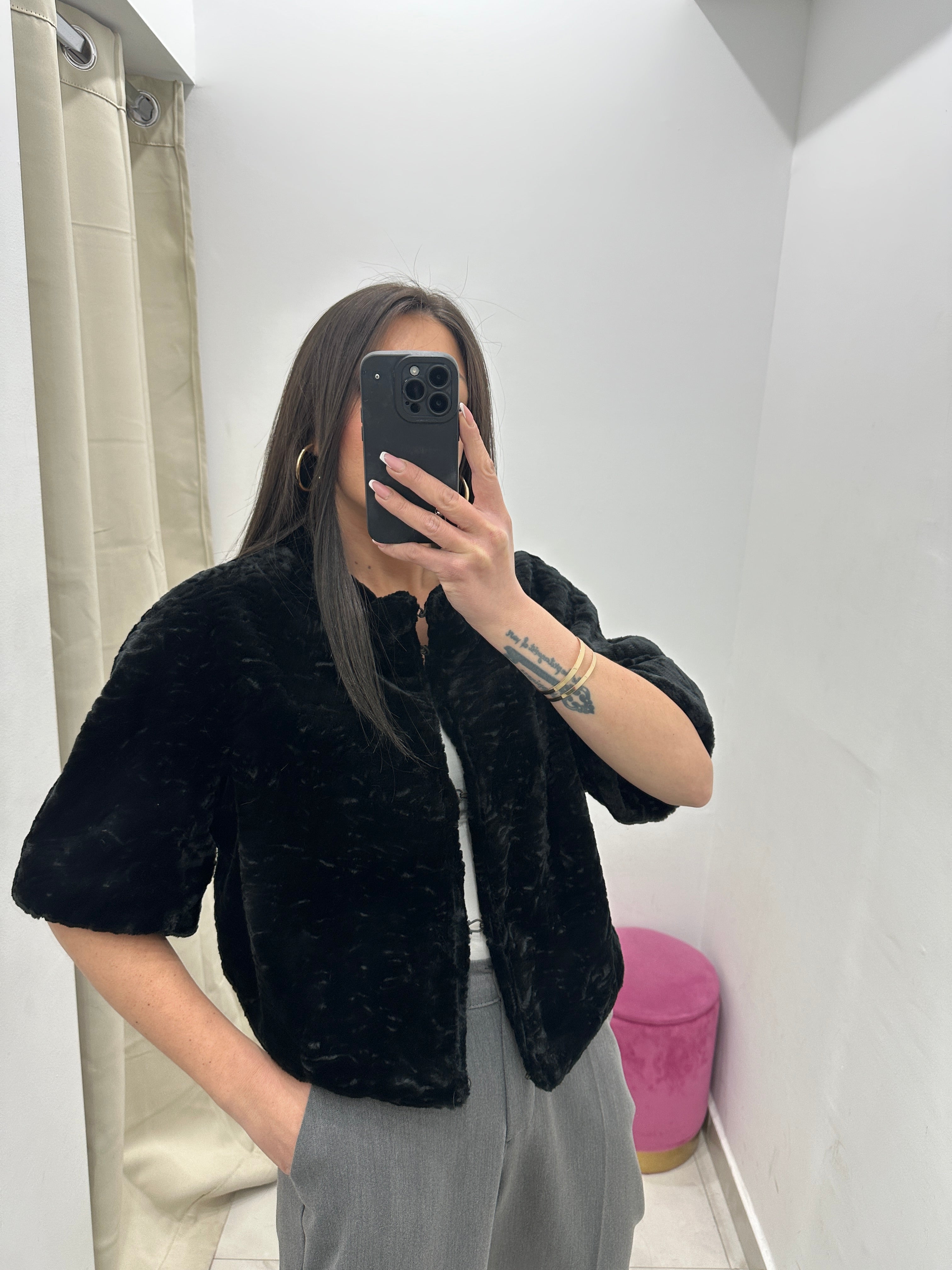 Pelliccia vera vintage in promo nera