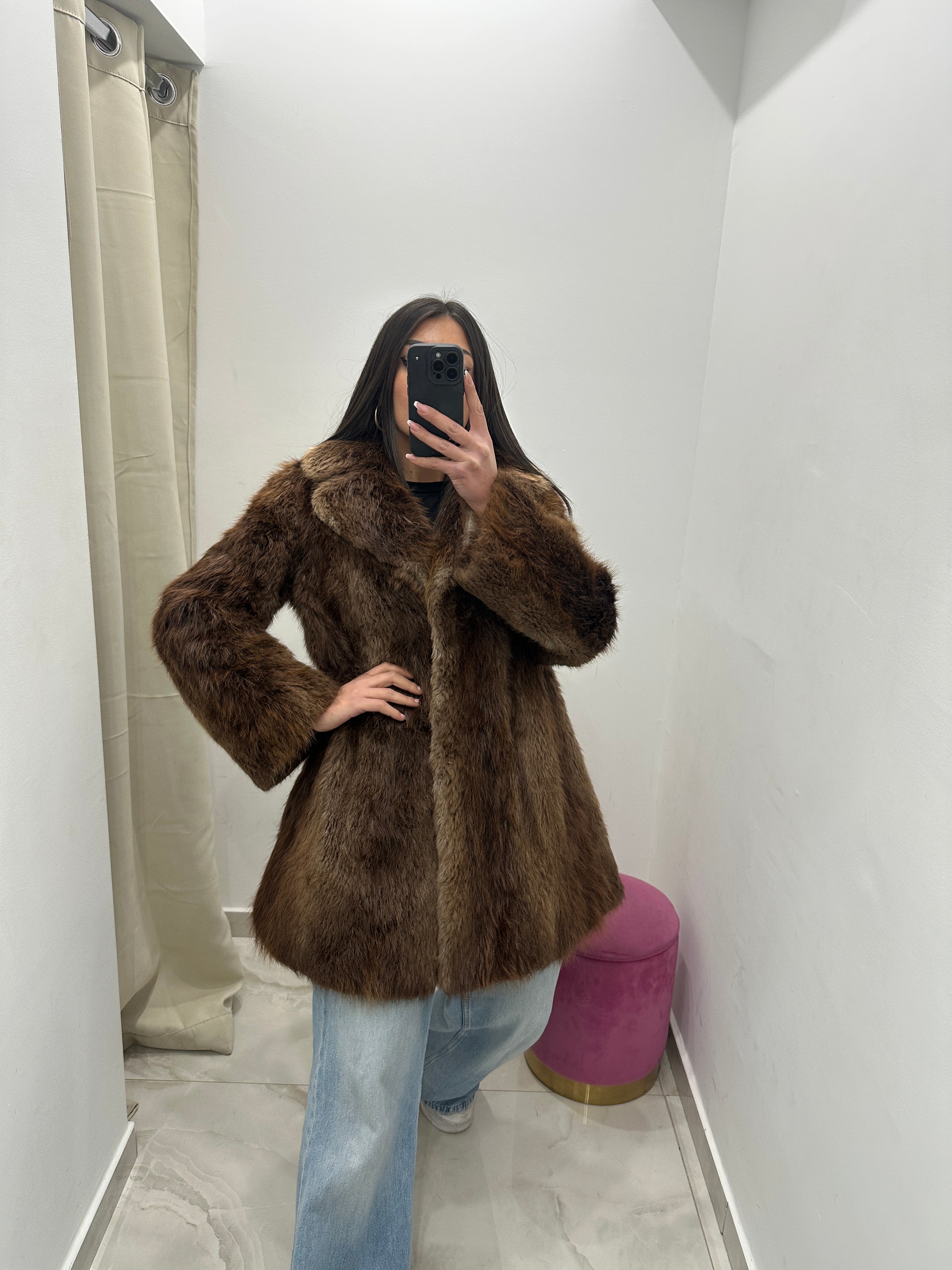 Pelliccia vera vintage marrone