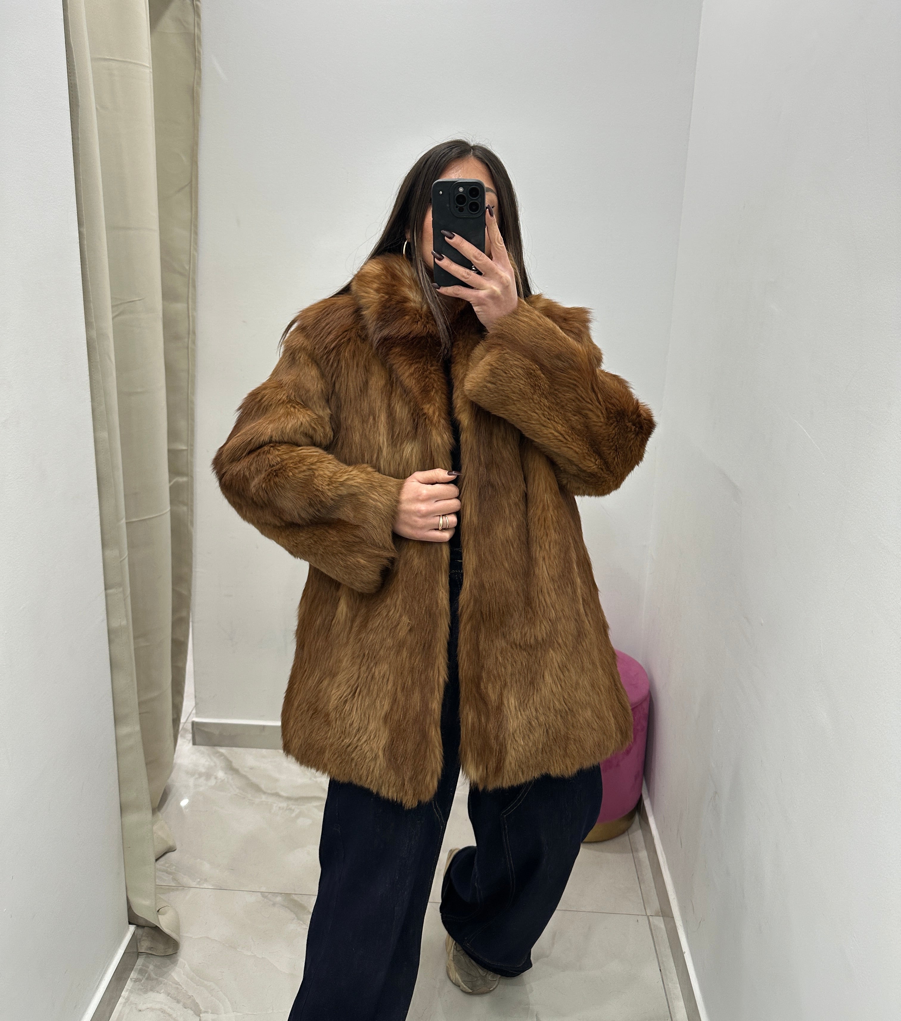 Pelliccia vera vintage miele