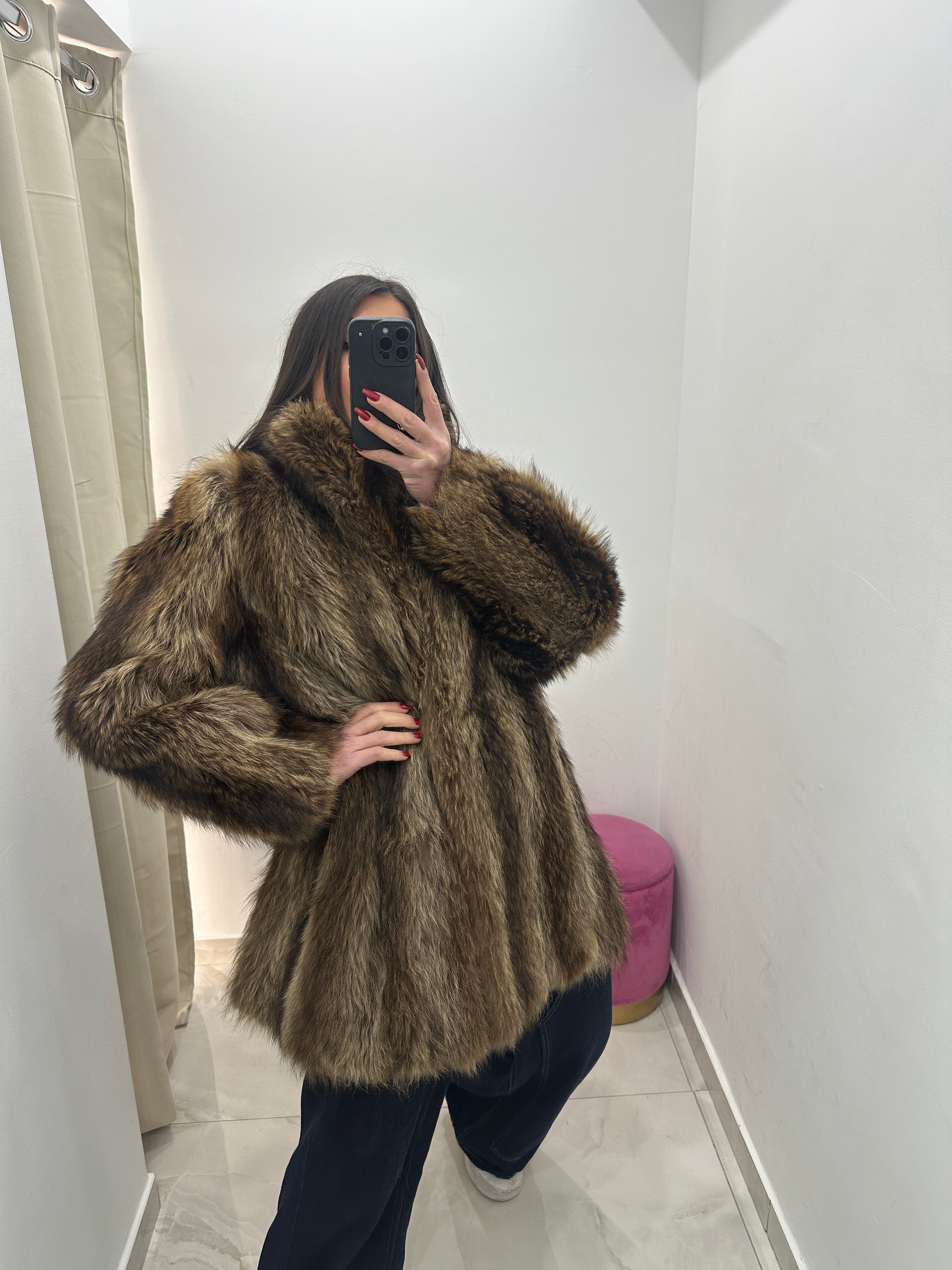 Pelliccia vera vintage di marmot