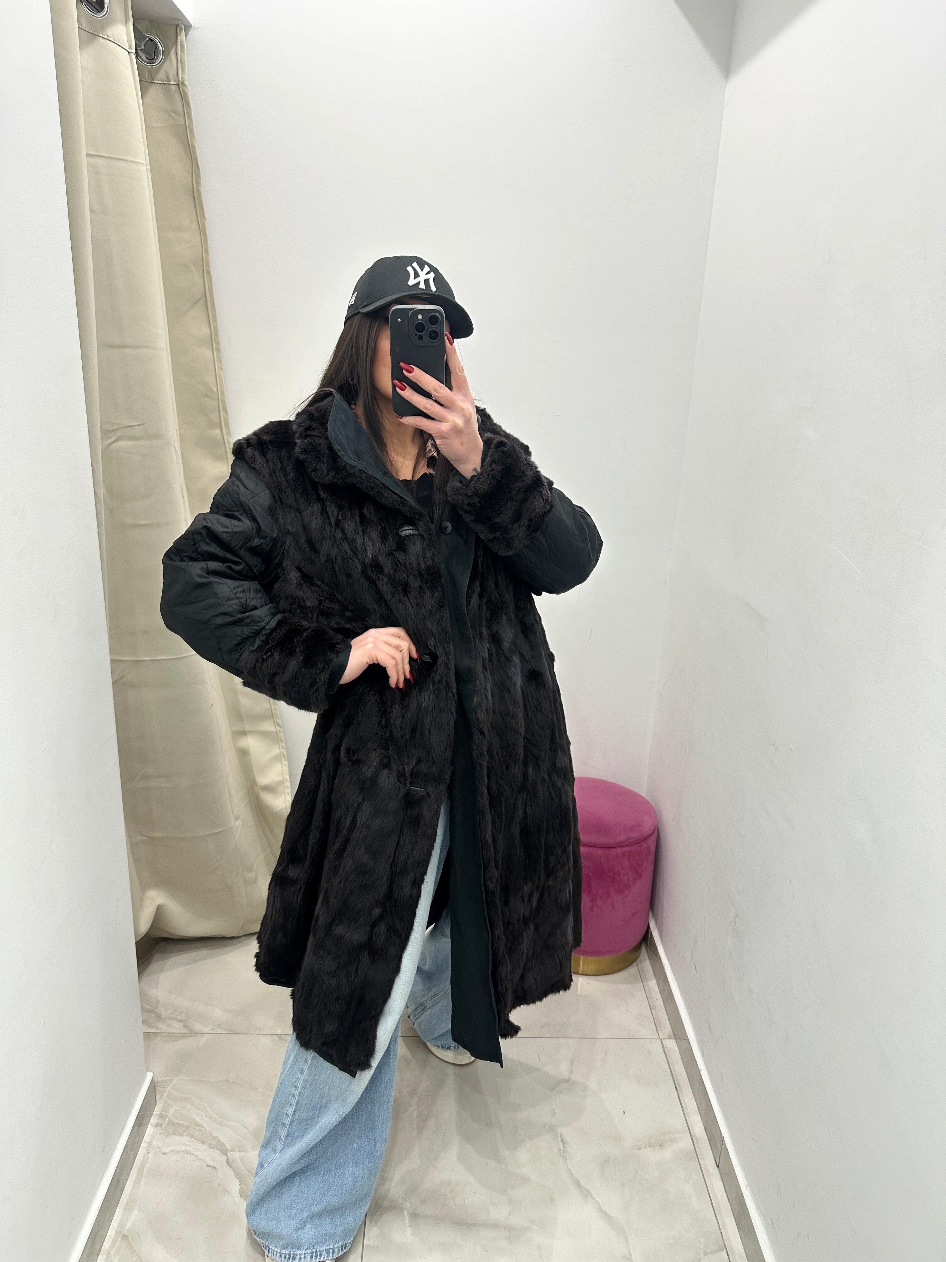 Pelliccia vera vintage nera