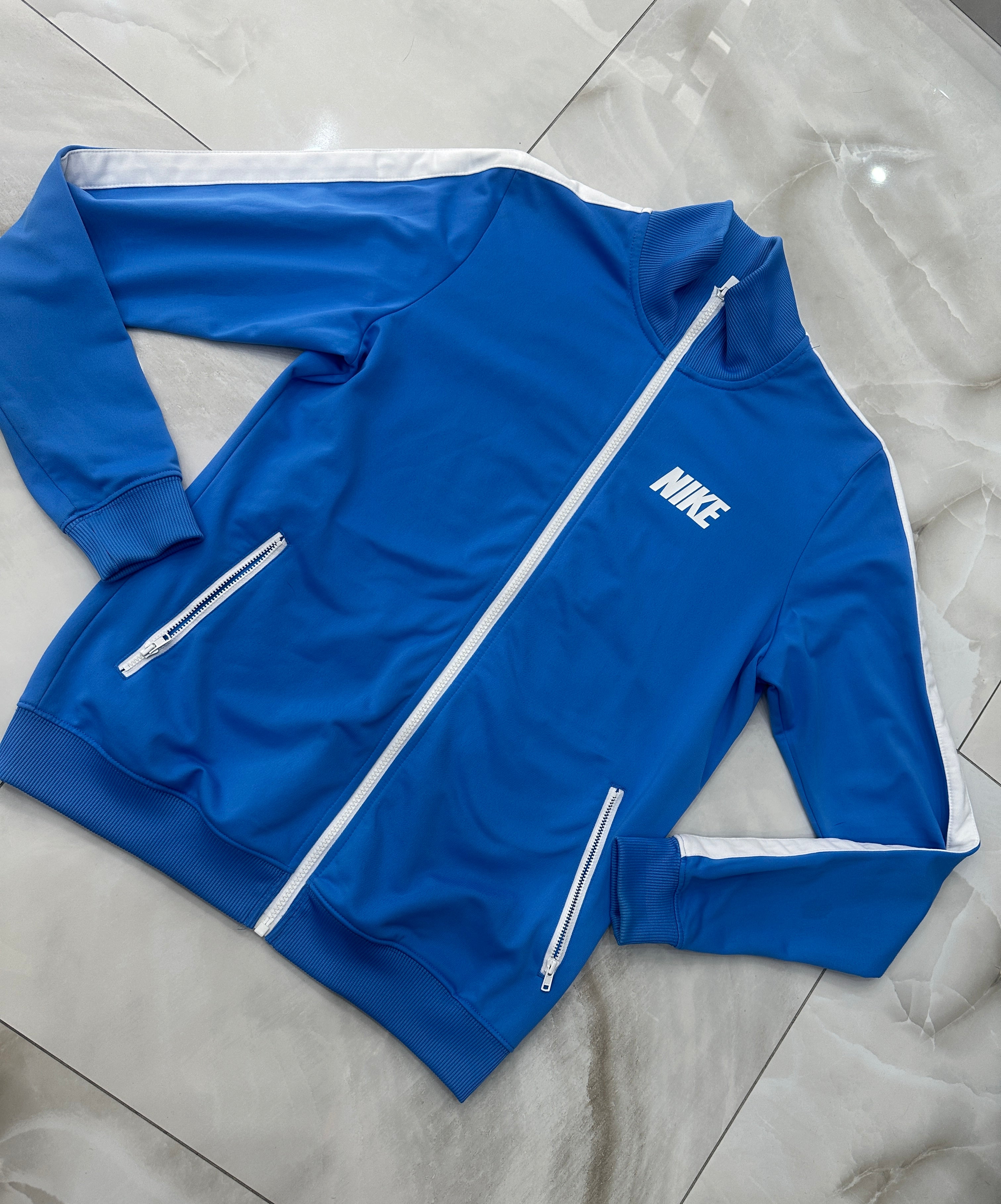 Felpa vintage con zip blu cobalto