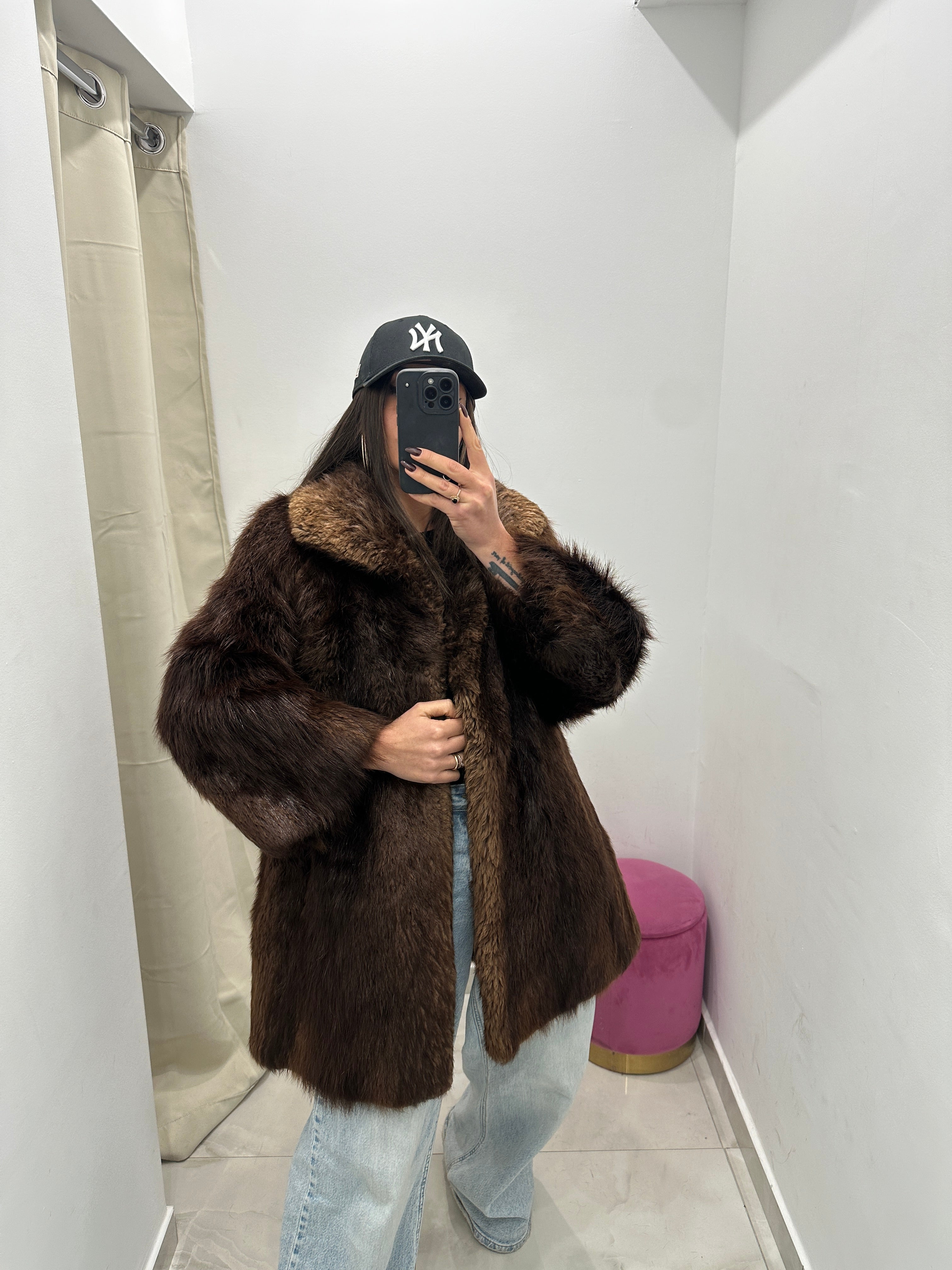 Pelliccia vera vintage marrone