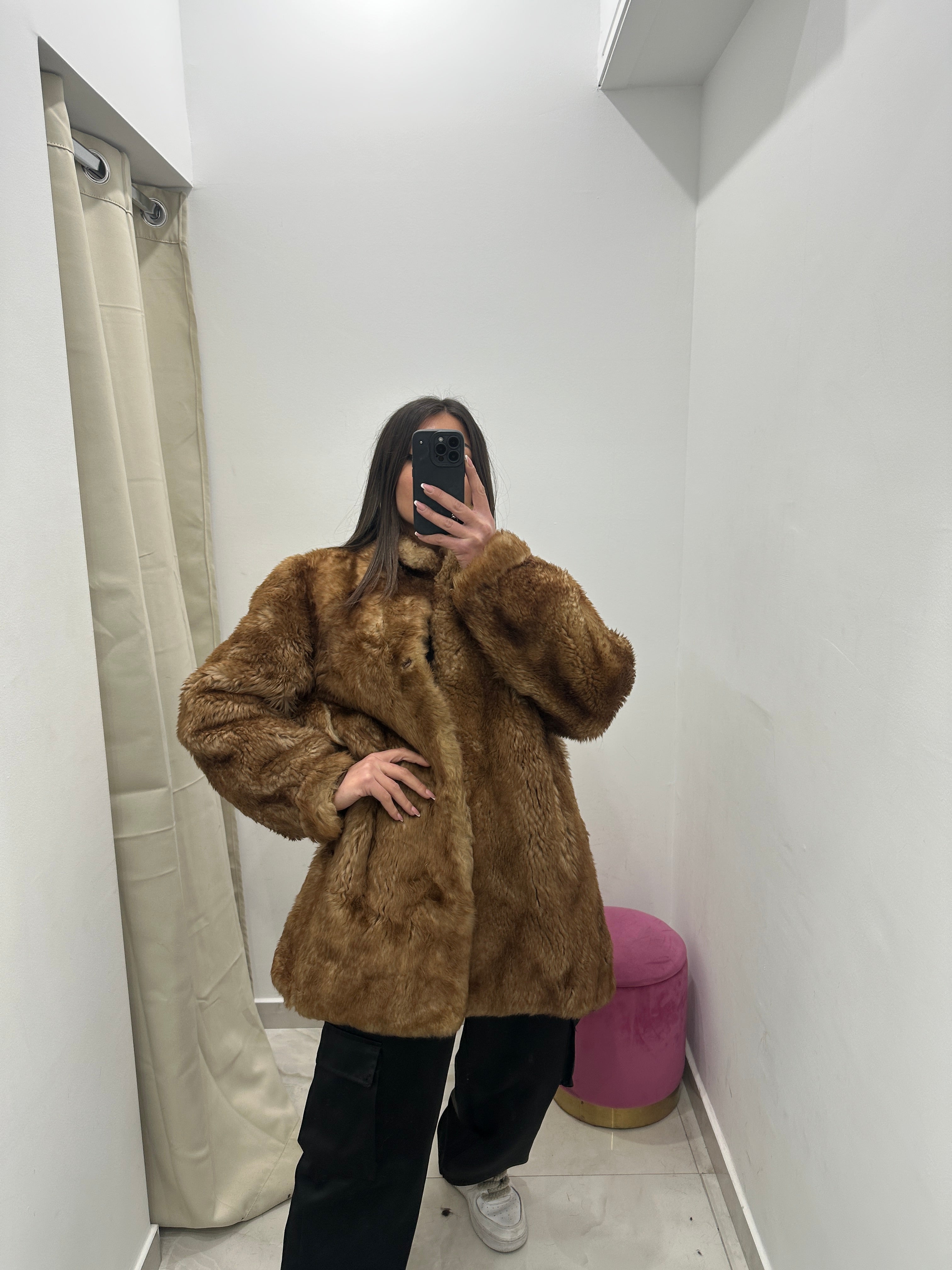 Pelliccia vera vintage miele