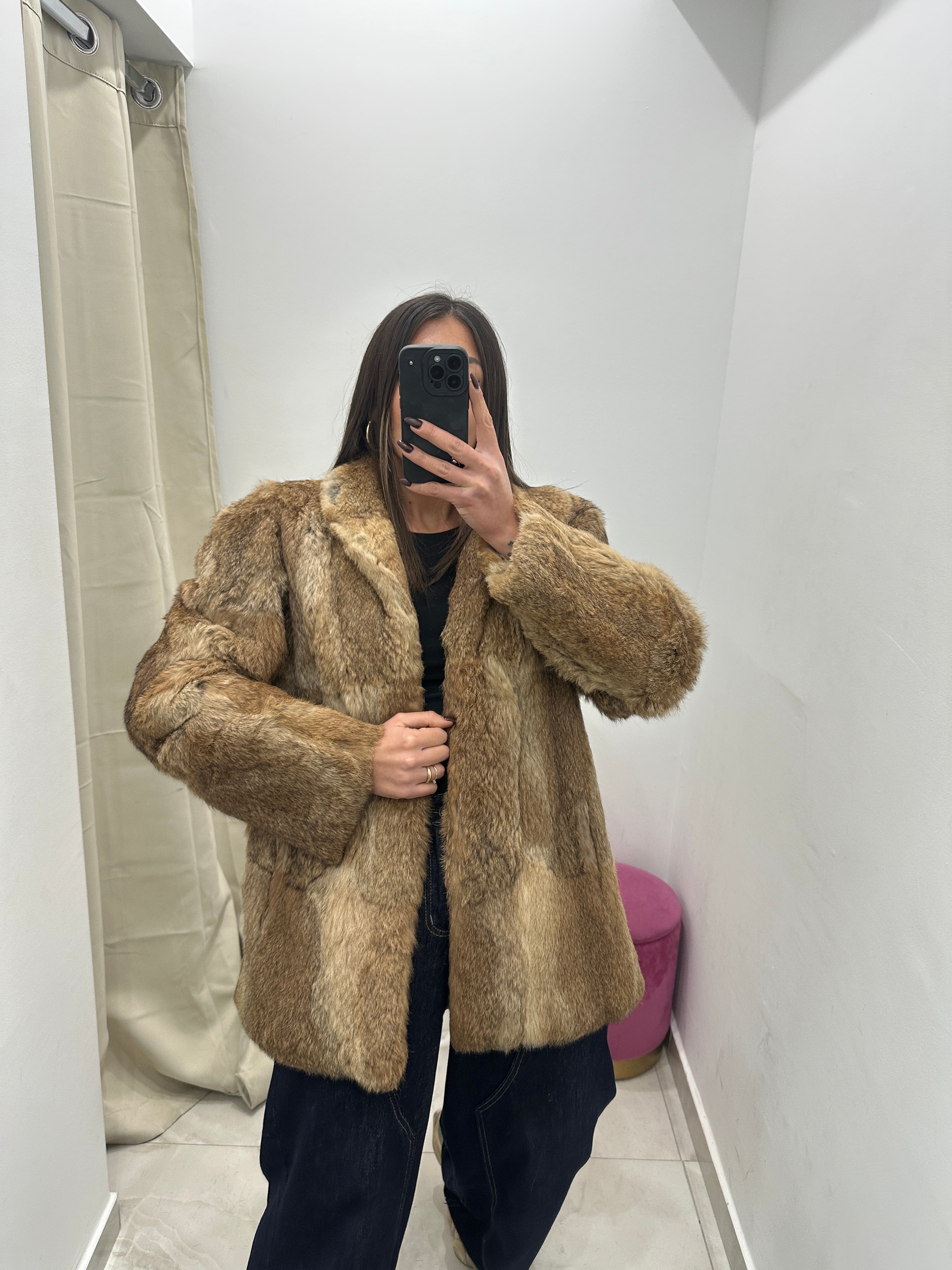 Pelliccia vera vintage miele