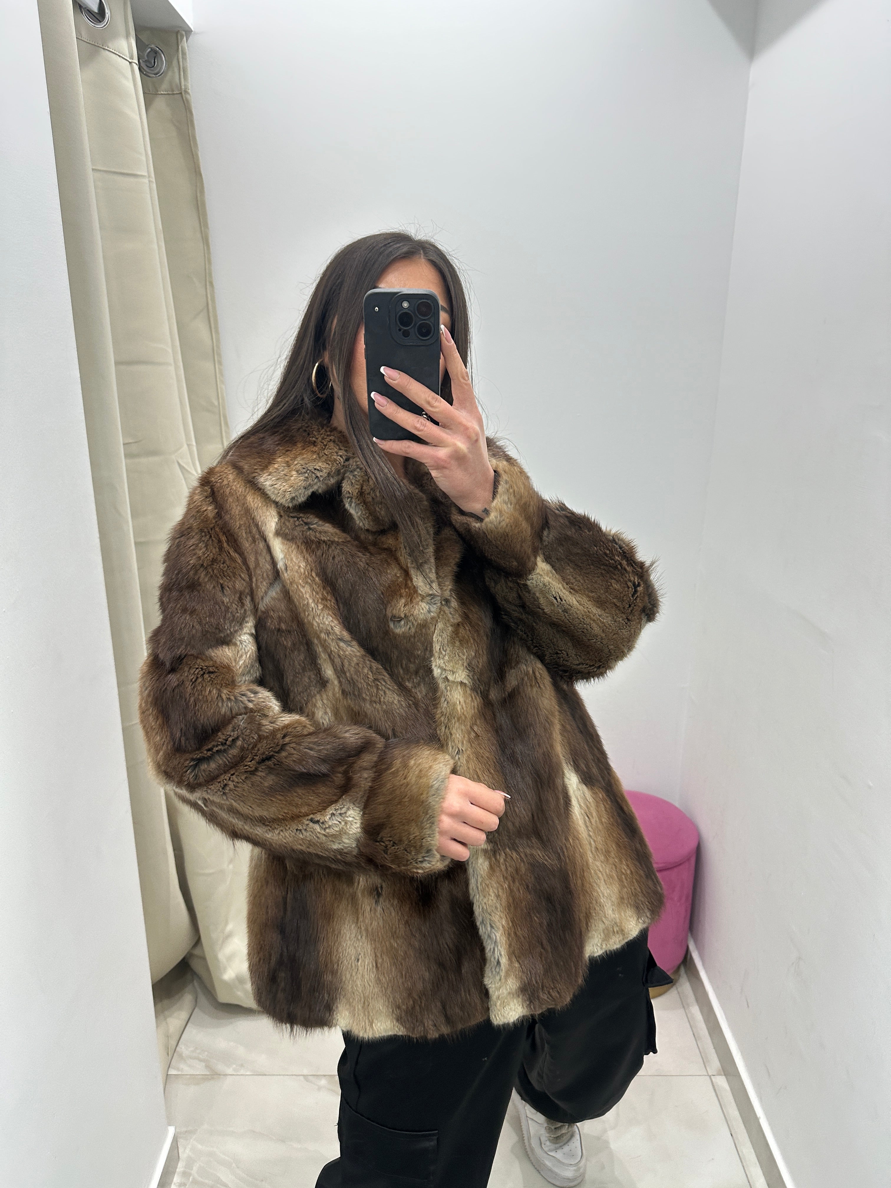 Pelliccia vera vintage bicolor