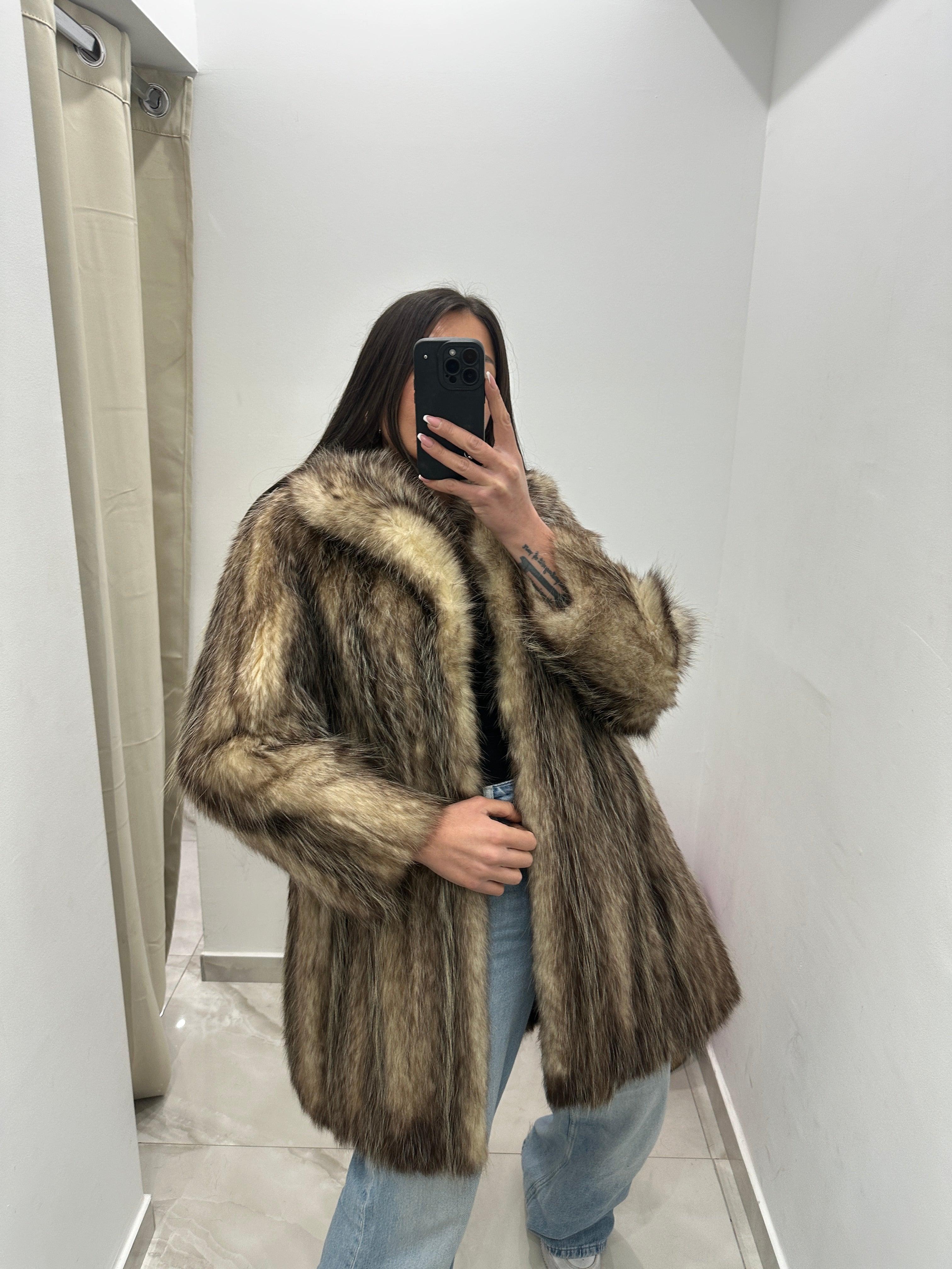 Pelliccia vera vintage bicolor