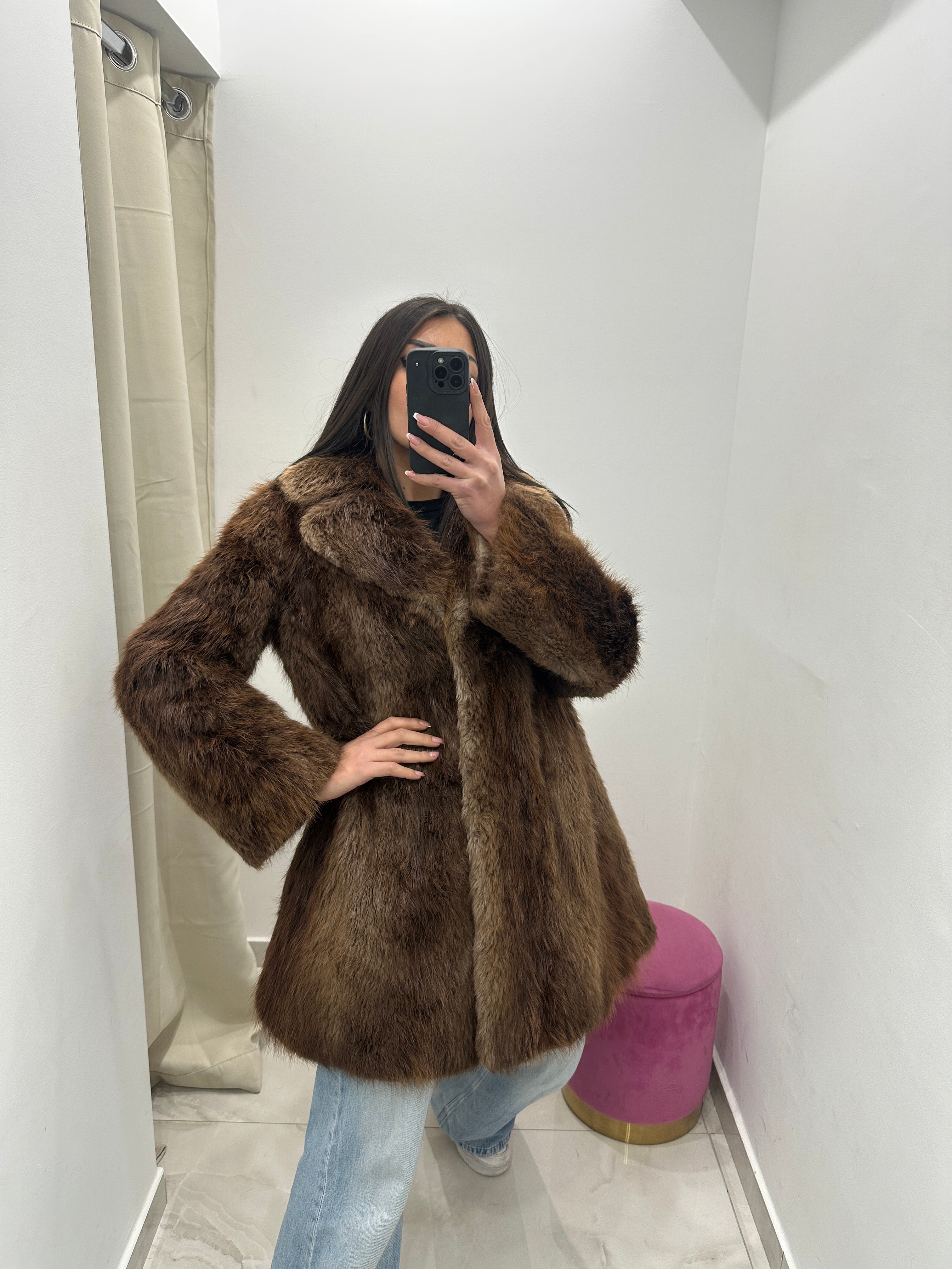 Pelliccia vera vintage marrone