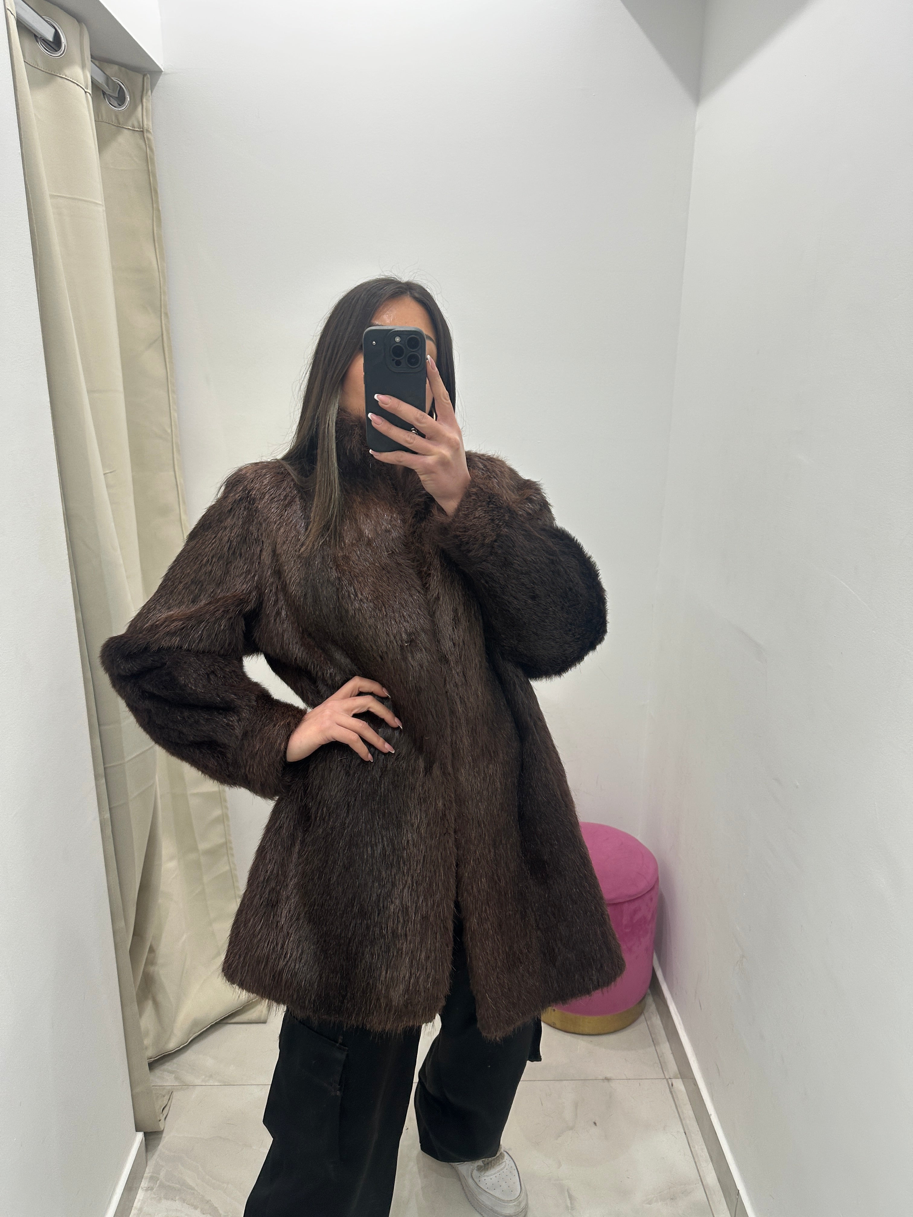 Pelliccia vera vintage marrone