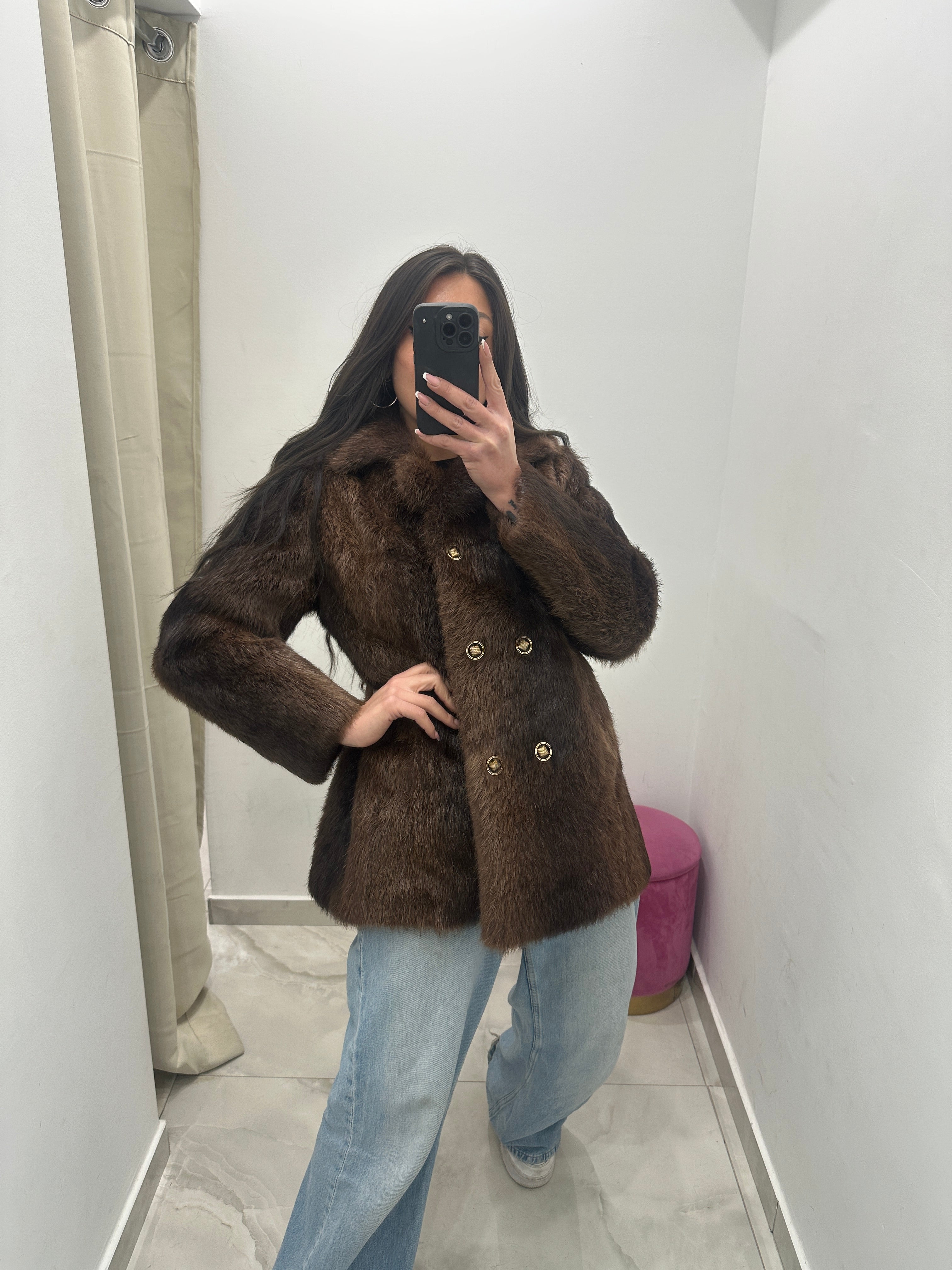 Pelliccia vera vintage marrone