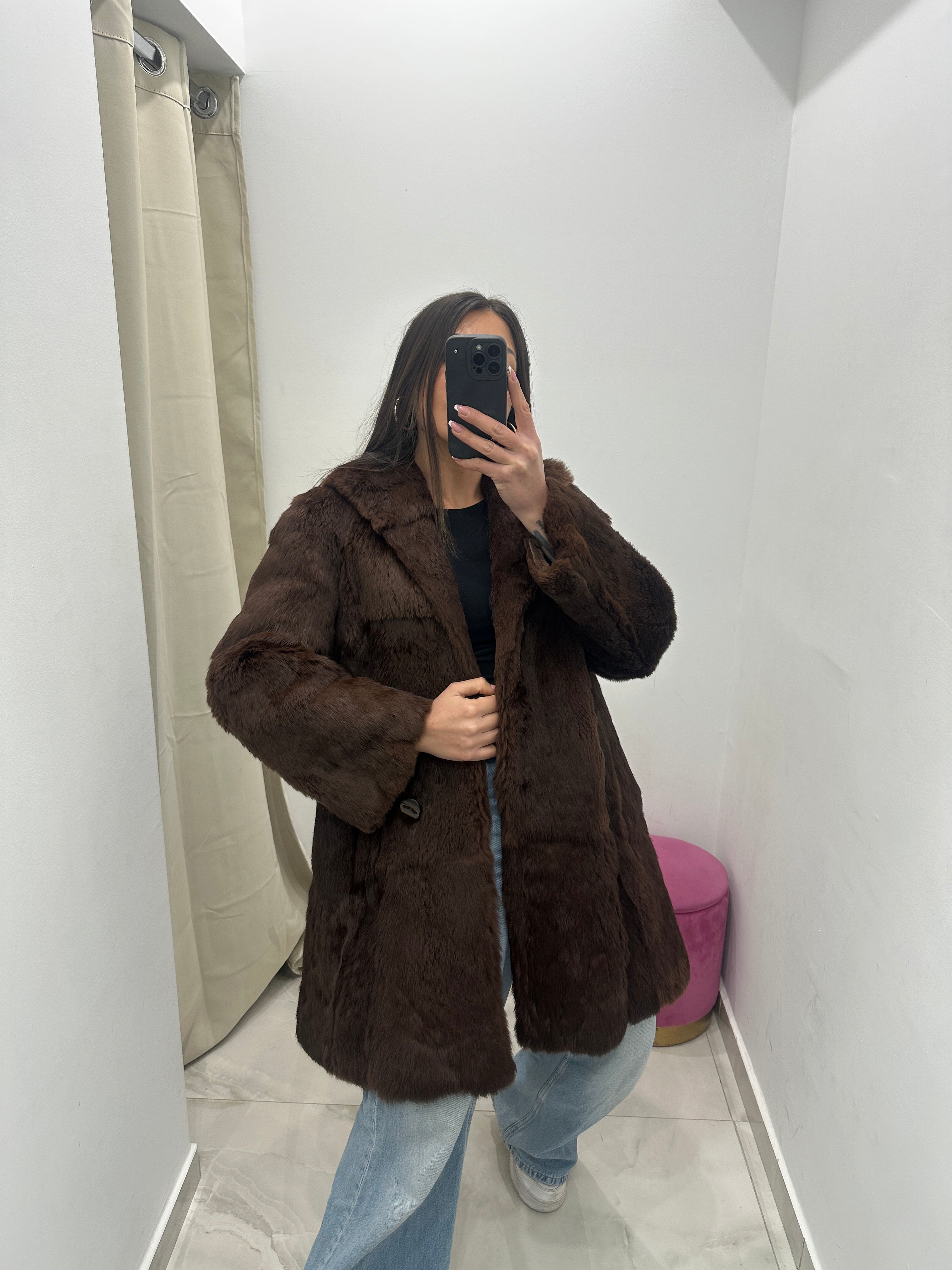 Pelliccia vera vintage marrone