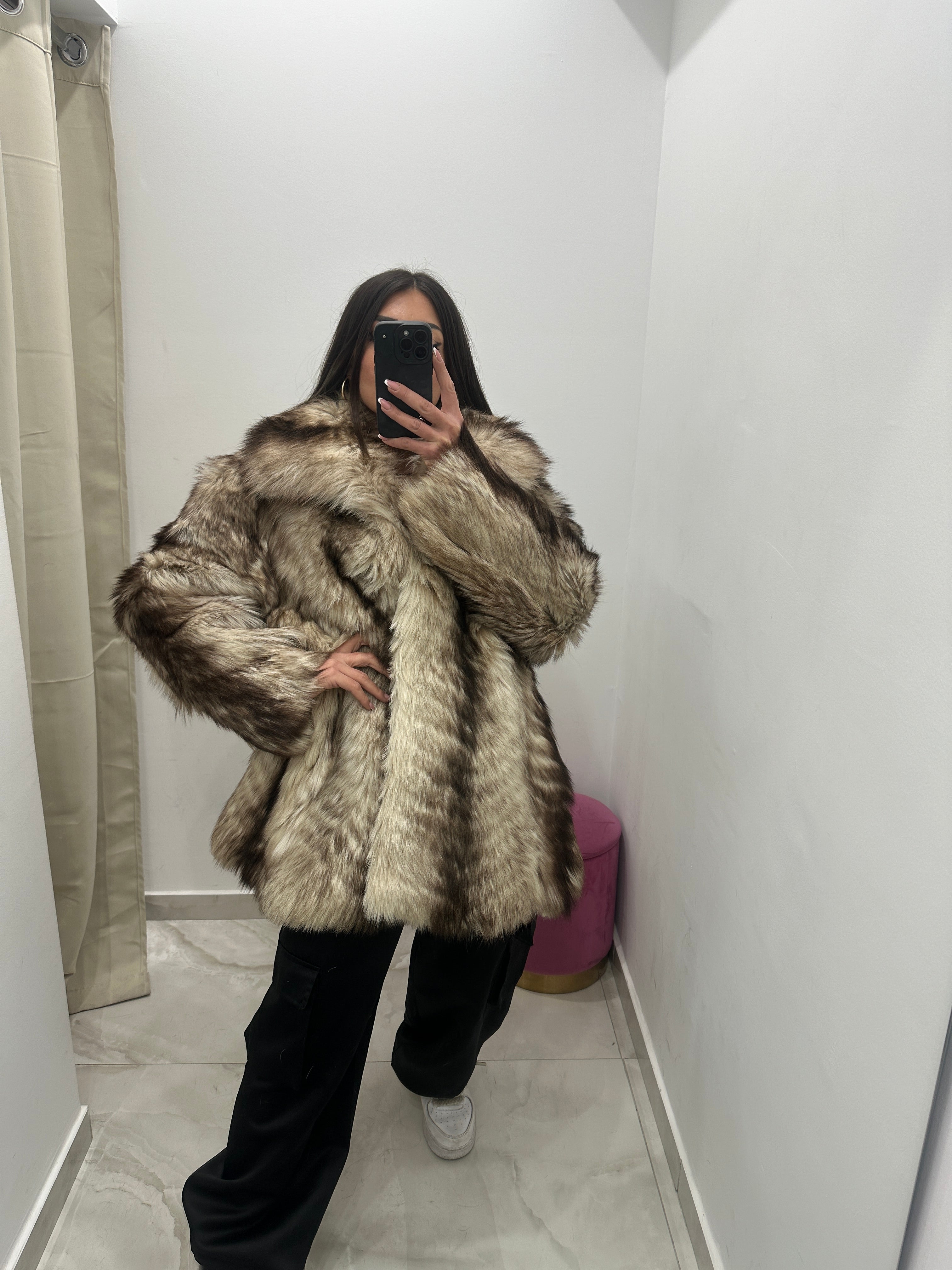 Pelliccia vera vintage bicolor