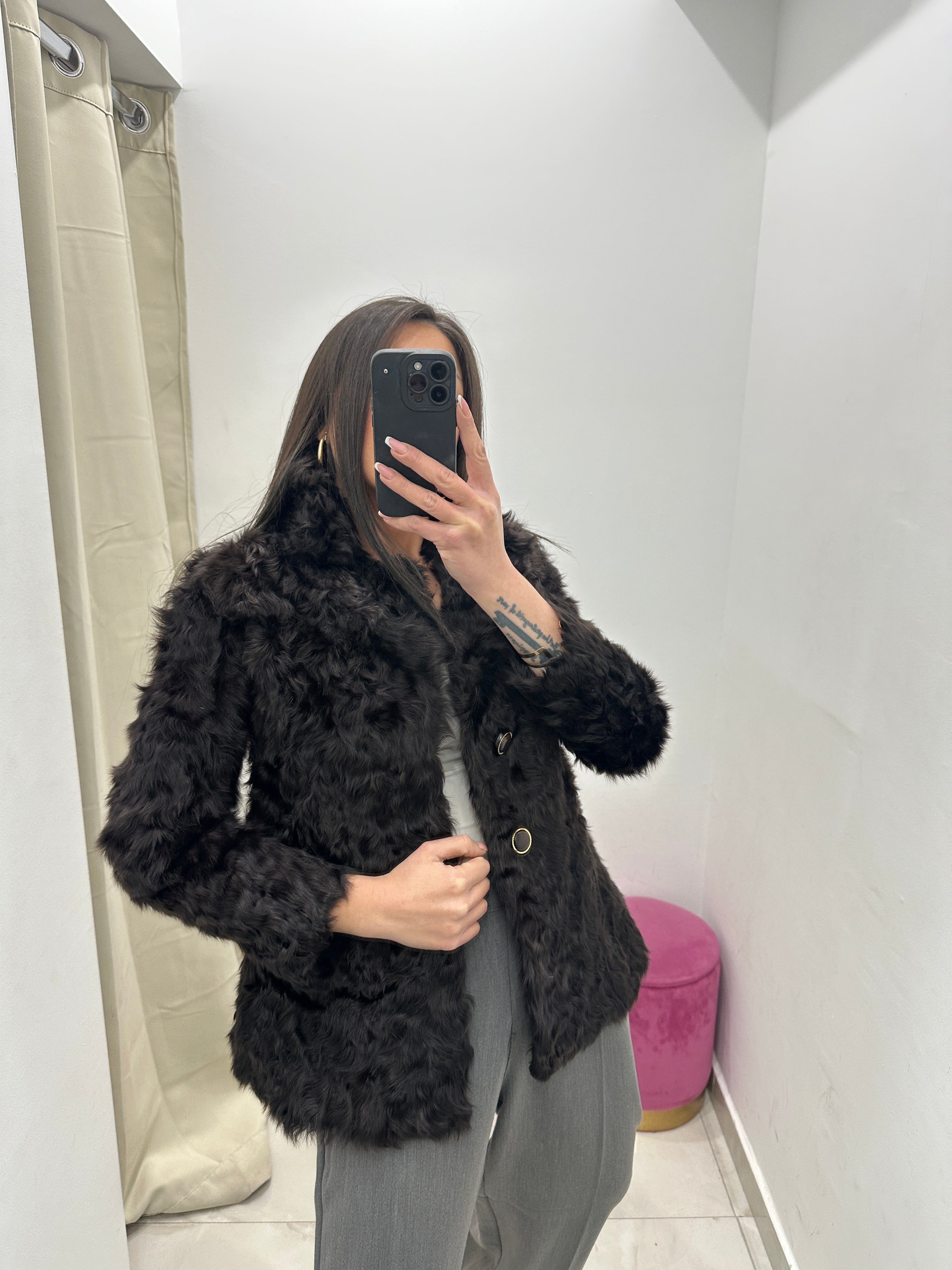 Pelliccia vera vintage in promo nera