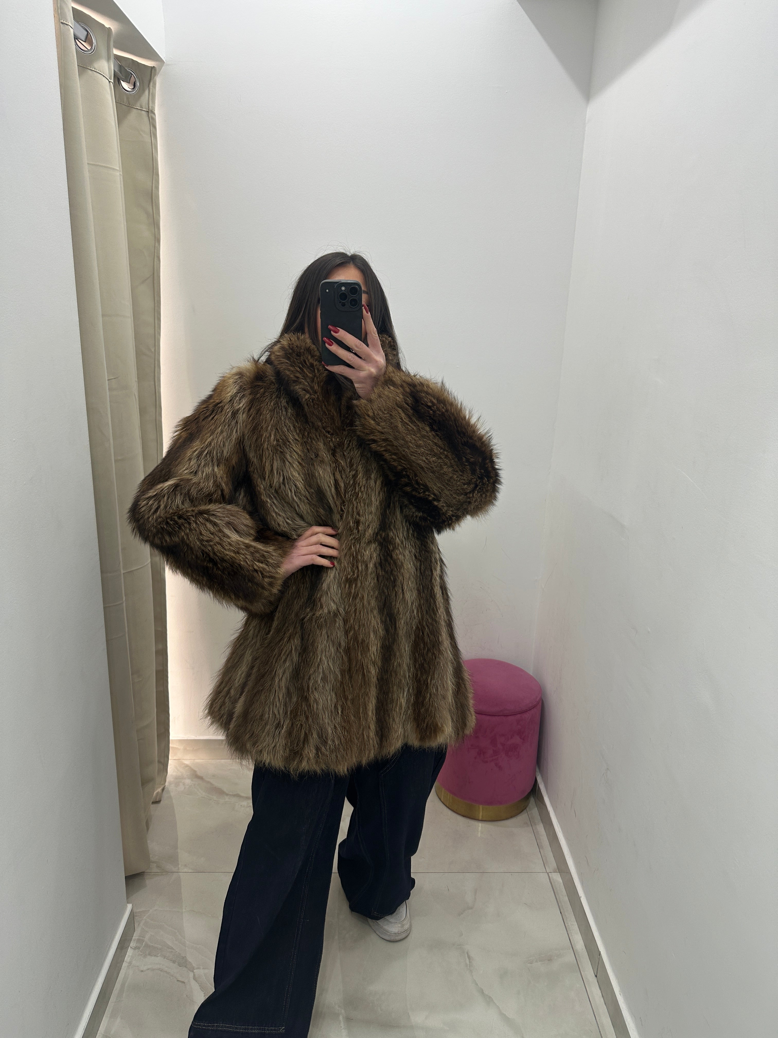 Pelliccia vera vintage di marmot