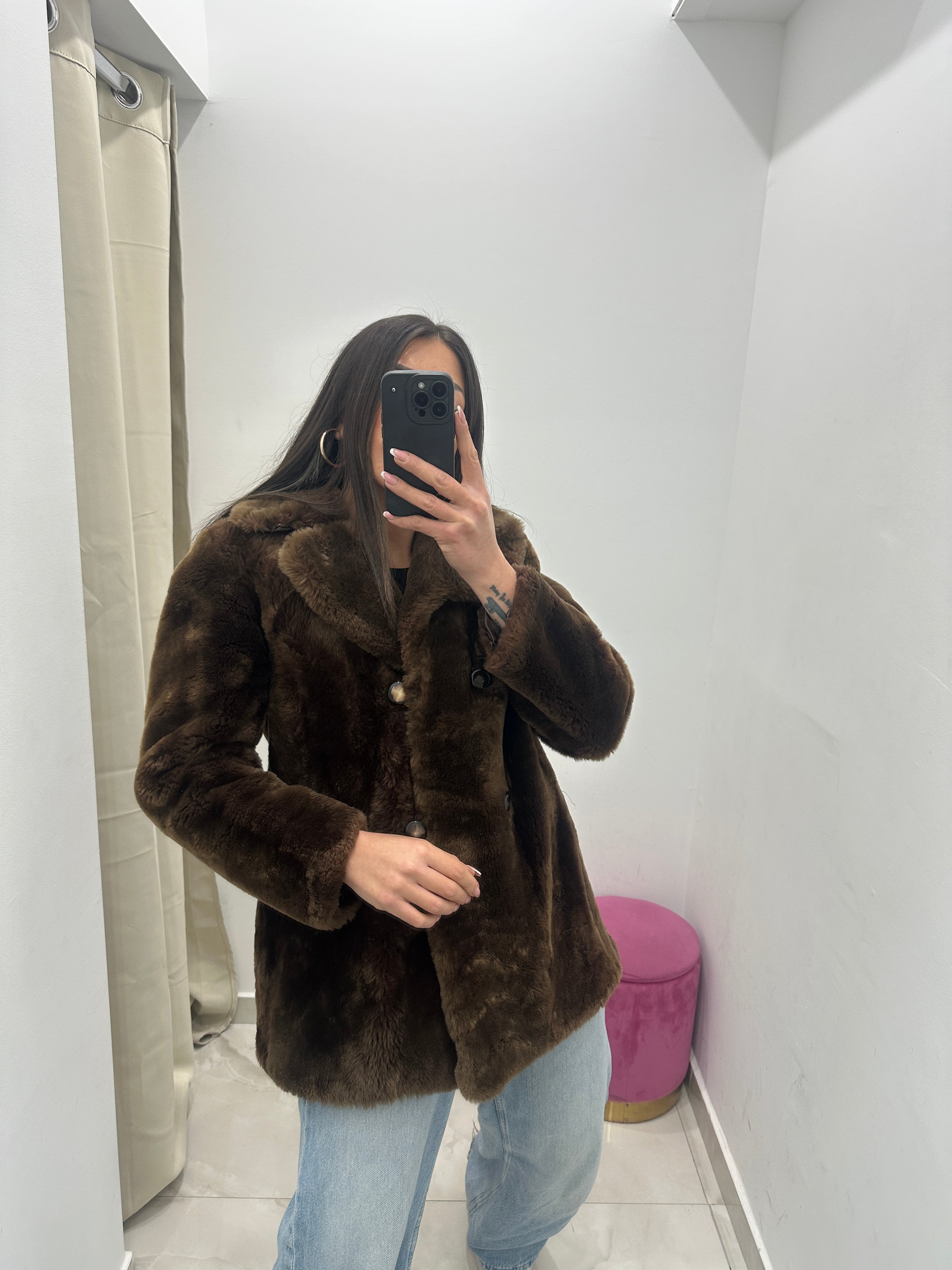 Pelliccia vera vintage in promo marrone