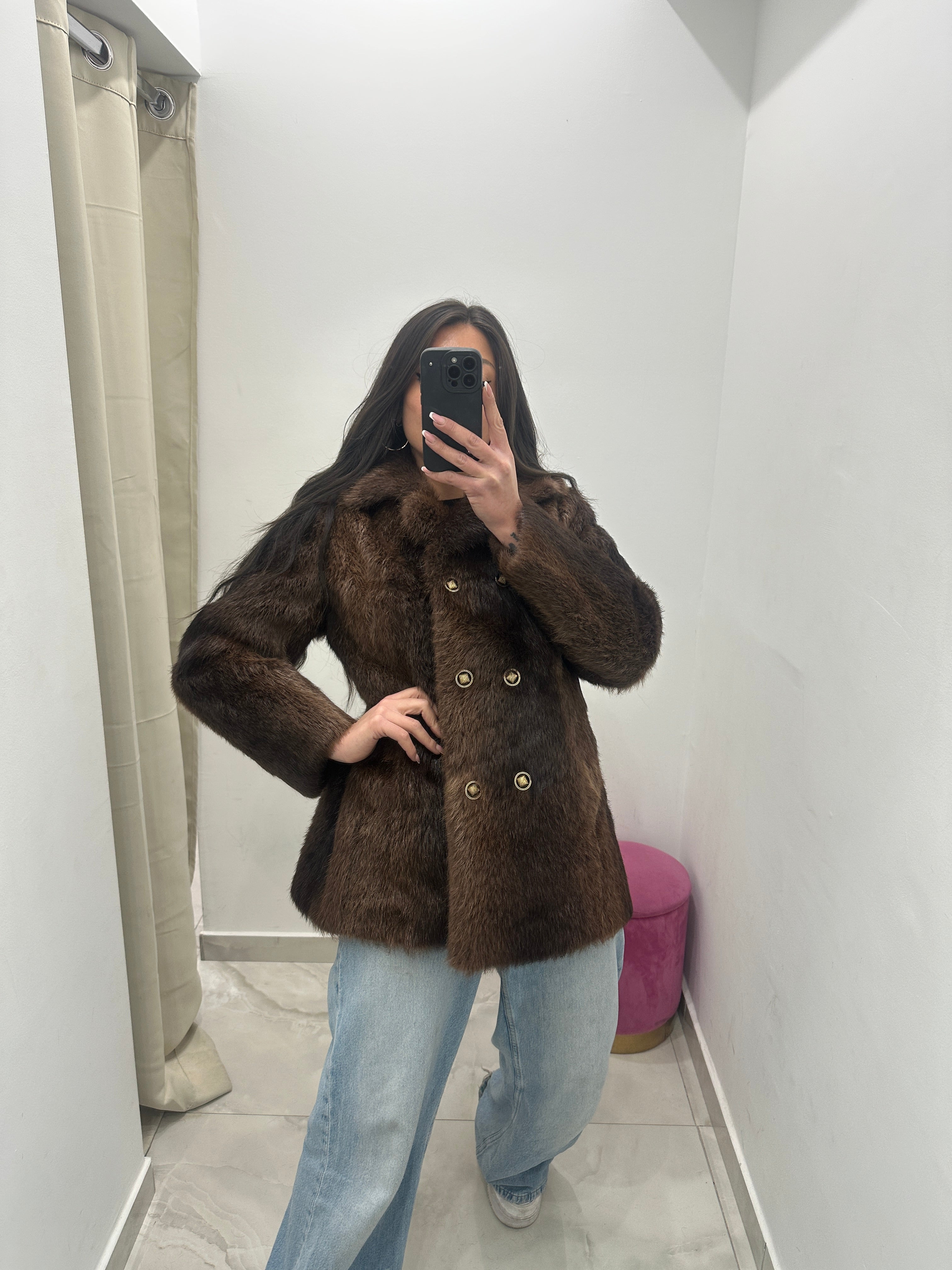 Pelliccia vera vintage marrone