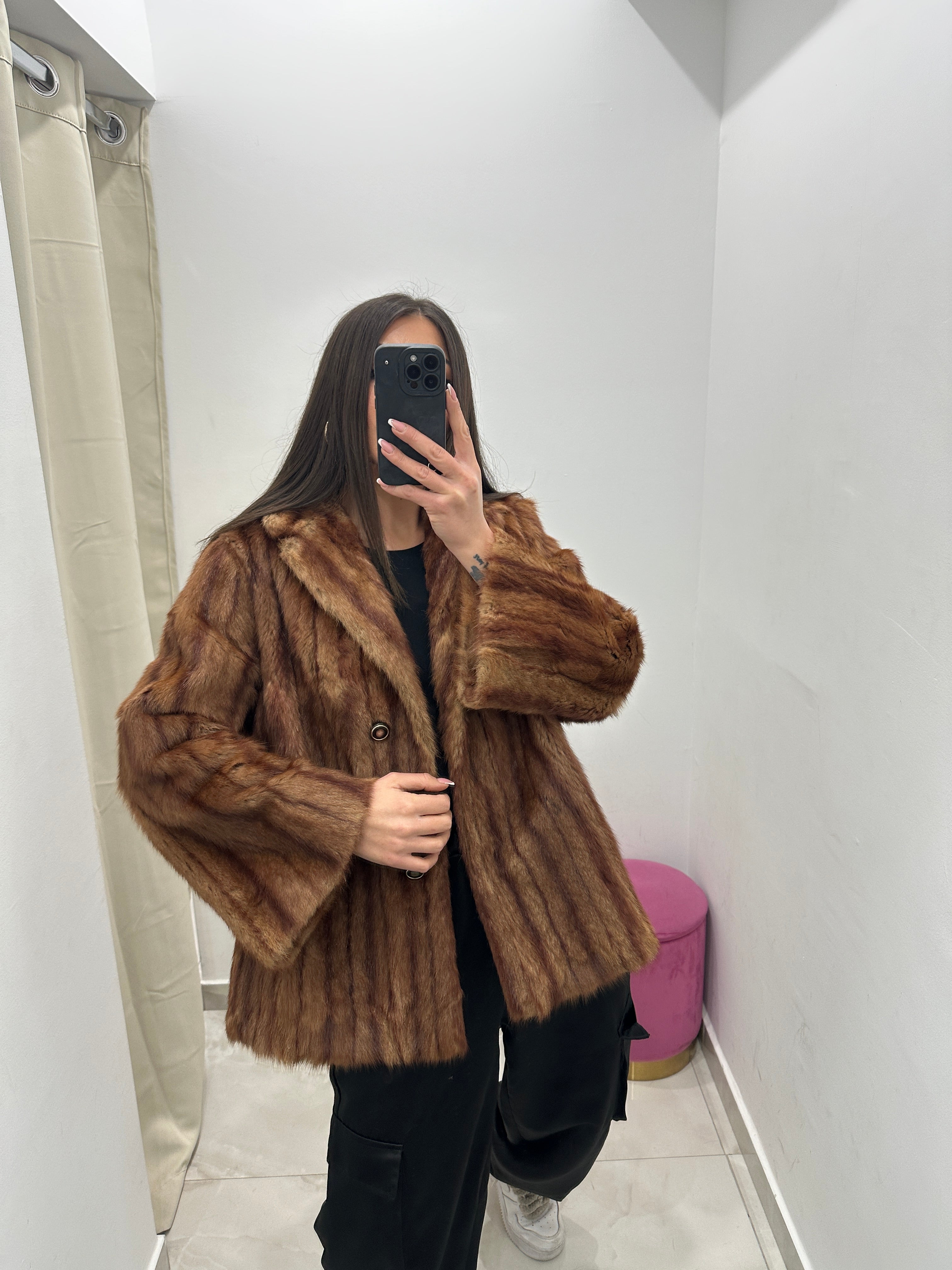 Pelliccia vera vintage miele